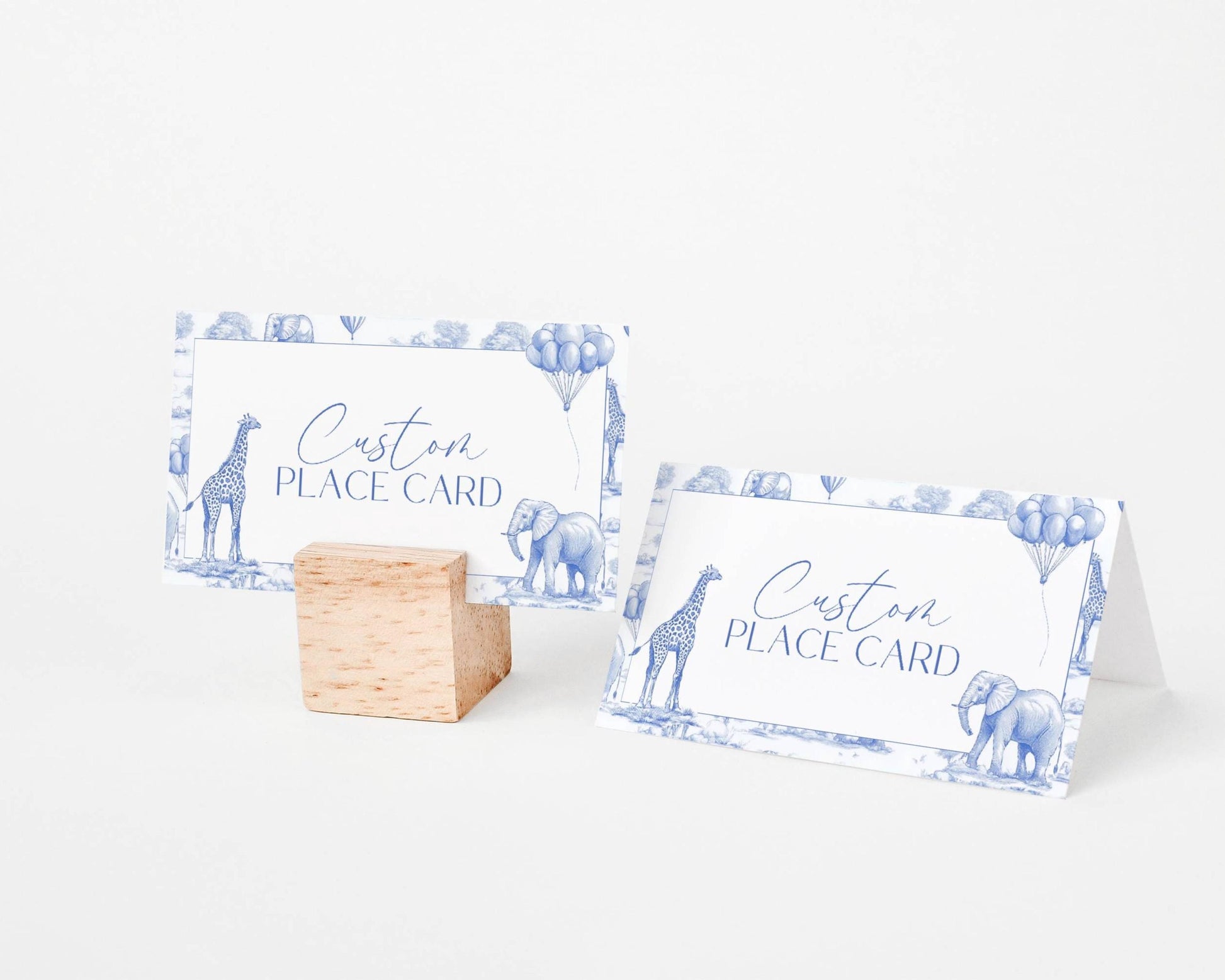 Blue Toile Baby Shower Place Card Template Safari Baby Shower Name Card Elegant Toile de Jouy Table Card Printable Template Baby Shower - LAUMIANstudio