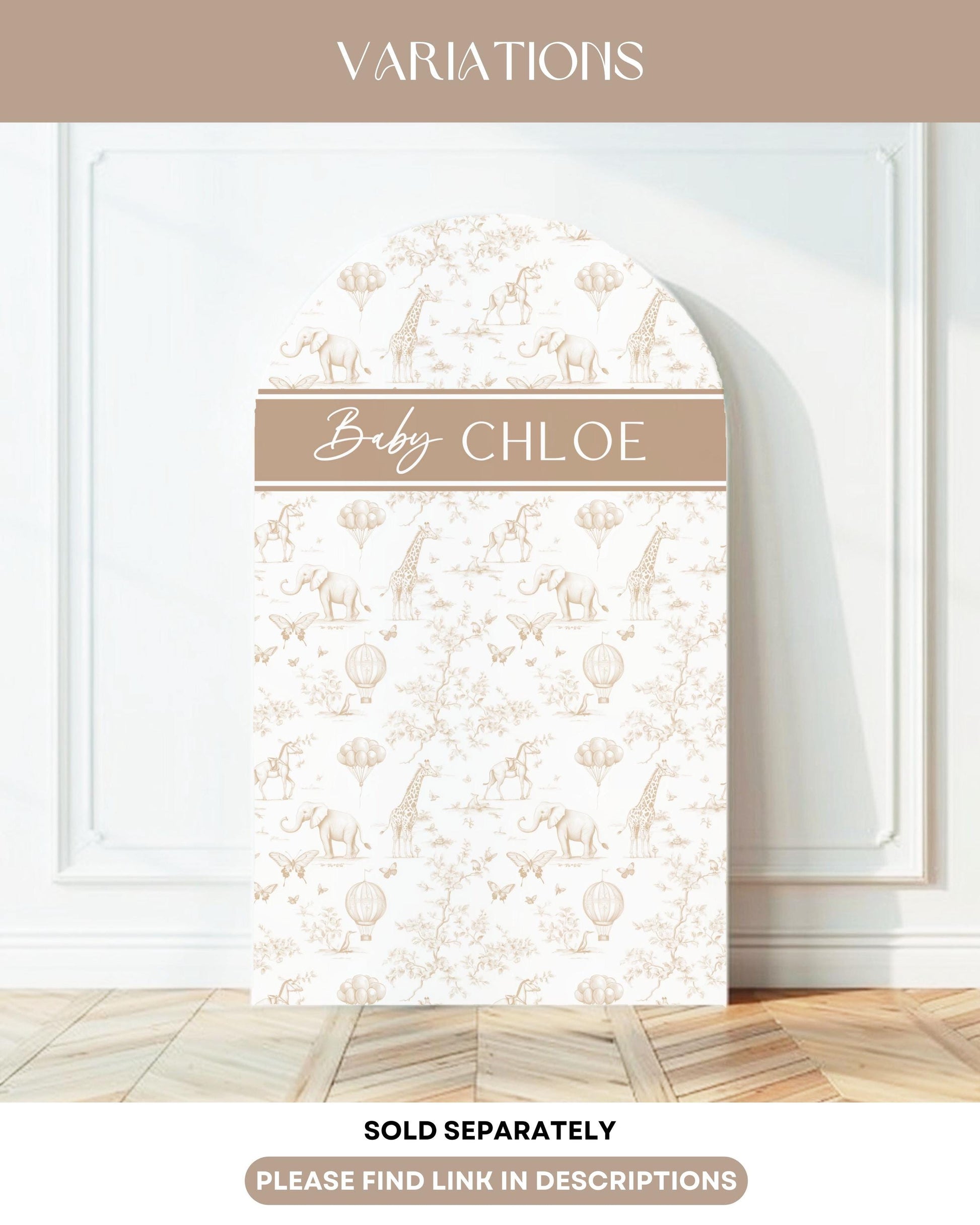 Neutral Baby Shower Backdrop Beige Toile de Jouy Arch Backdrop Gender Reveal Decoration Neutral Backdrop Baby Shower Beige Arch Chinoiserie - LAUMIANstudio