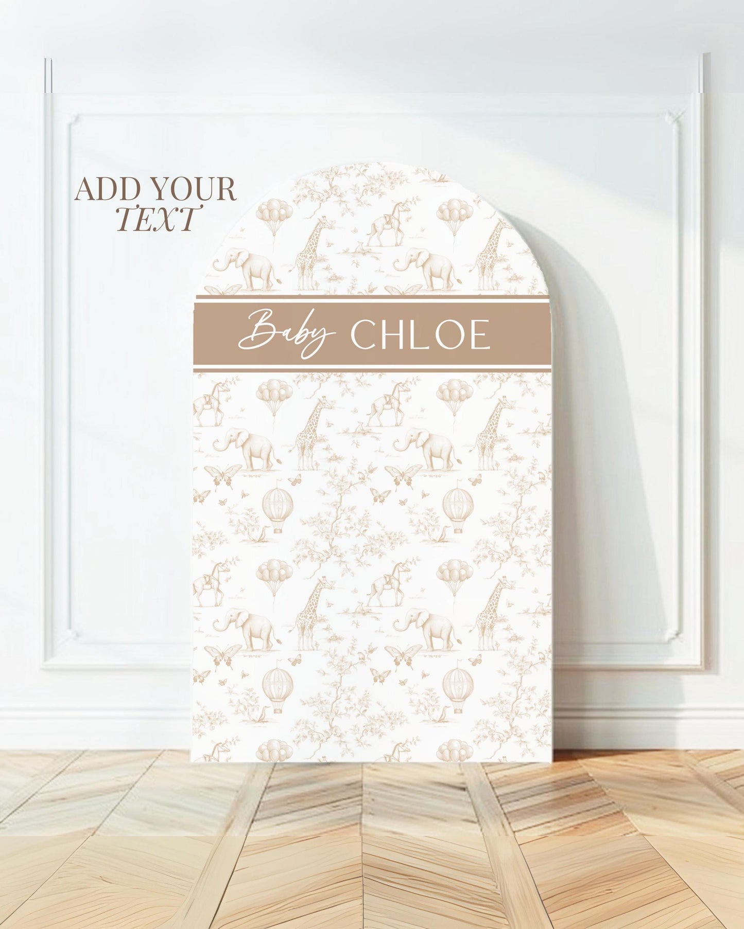 Personalized Beige Toile Arch Panel DIY Baby Shower Giant Decor Beige Baby Shower Custom Toile Arch Backdrop Baby Shower Welcome Sign Beige - LAUMIANstudio