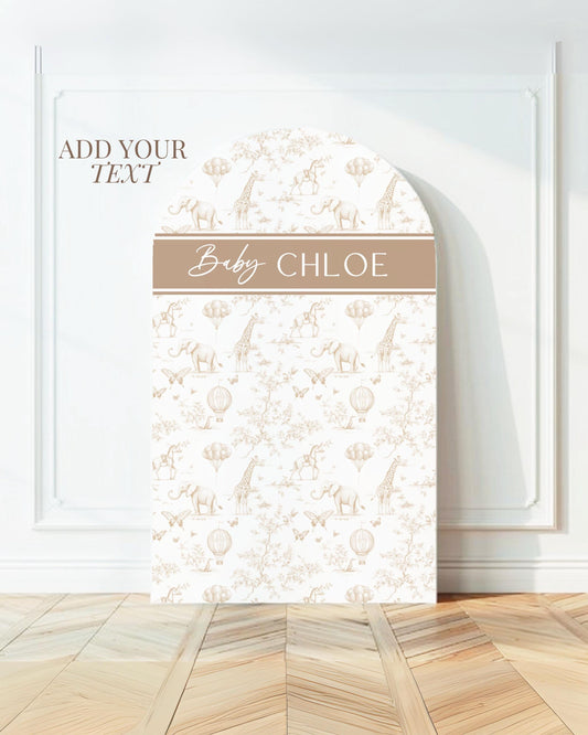 Personalized Beige Toile Arch Panel DIY Baby Shower Giant Decor Beige Baby Shower Custom Toile Arch Backdrop Baby Shower Welcome Sign Beige - LAUMIANstudio