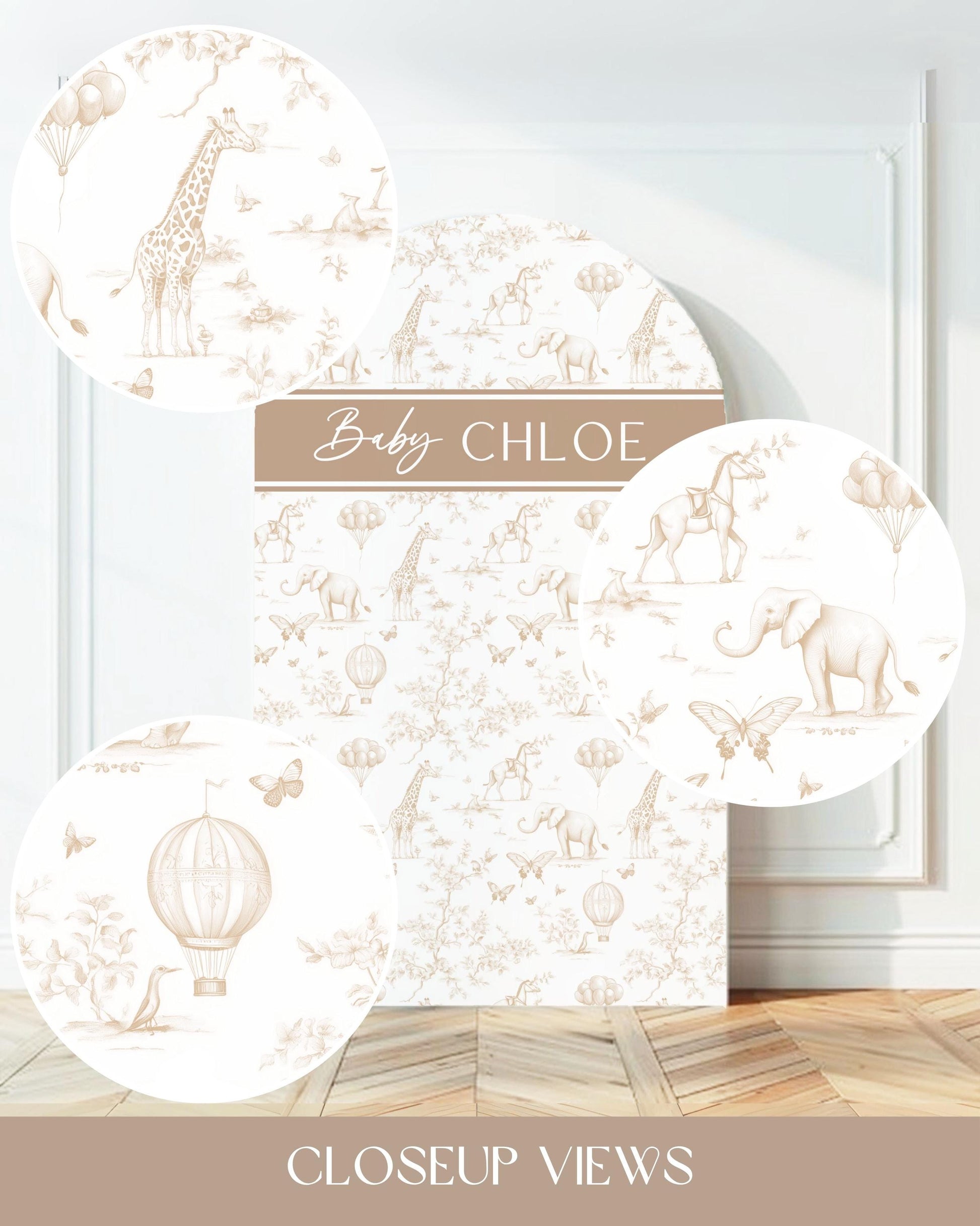Personalized Beige Toile Arch Panel DIY Baby Shower Giant Decor Beige Baby Shower Custom Toile Arch Backdrop Baby Shower Welcome Sign Beige - LAUMIANstudio