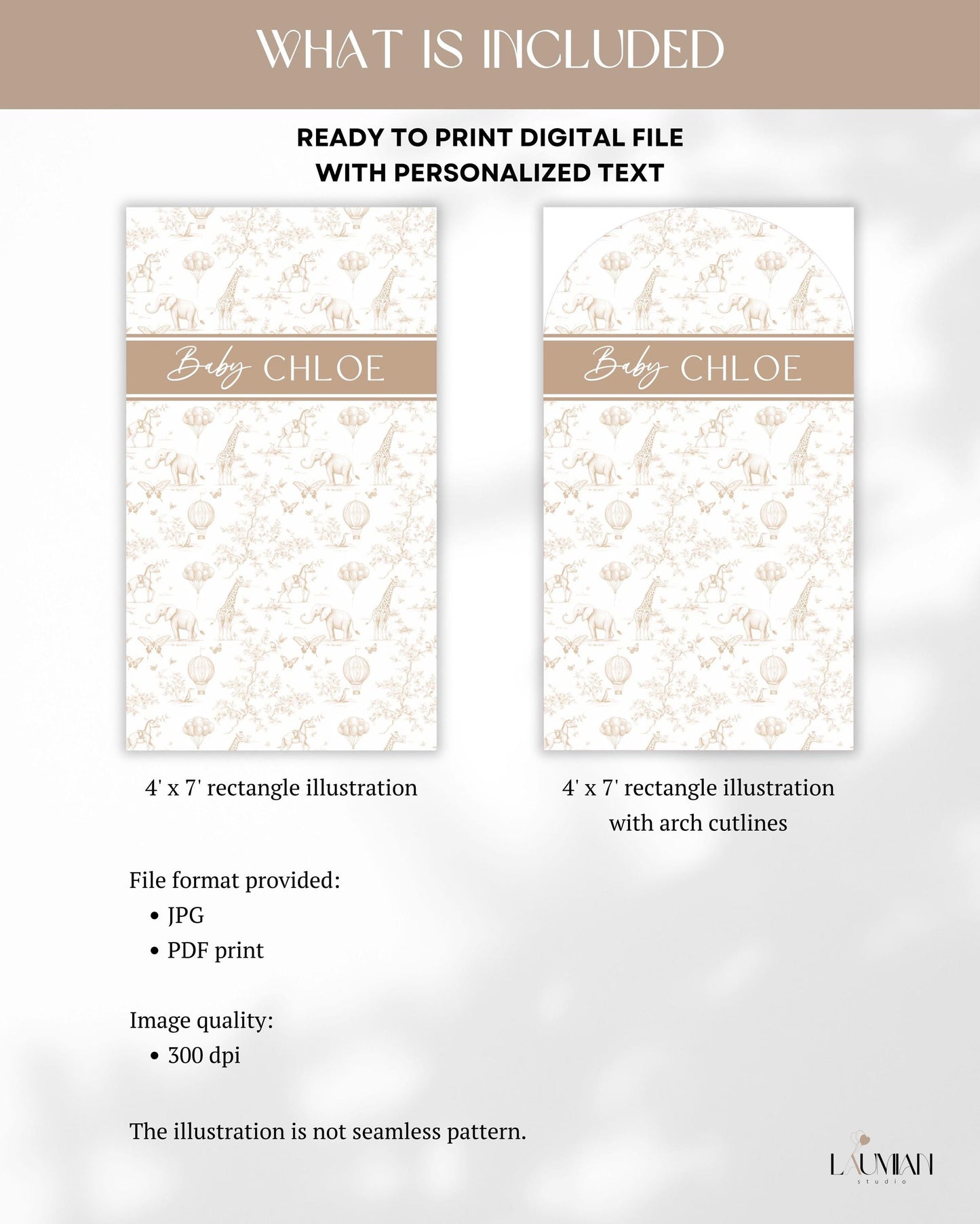 Personalized Beige Toile Arch Panel DIY Baby Shower Giant Decor Beige Baby Shower Custom Toile Arch Backdrop Baby Shower Welcome Sign Beige - LAUMIANstudio