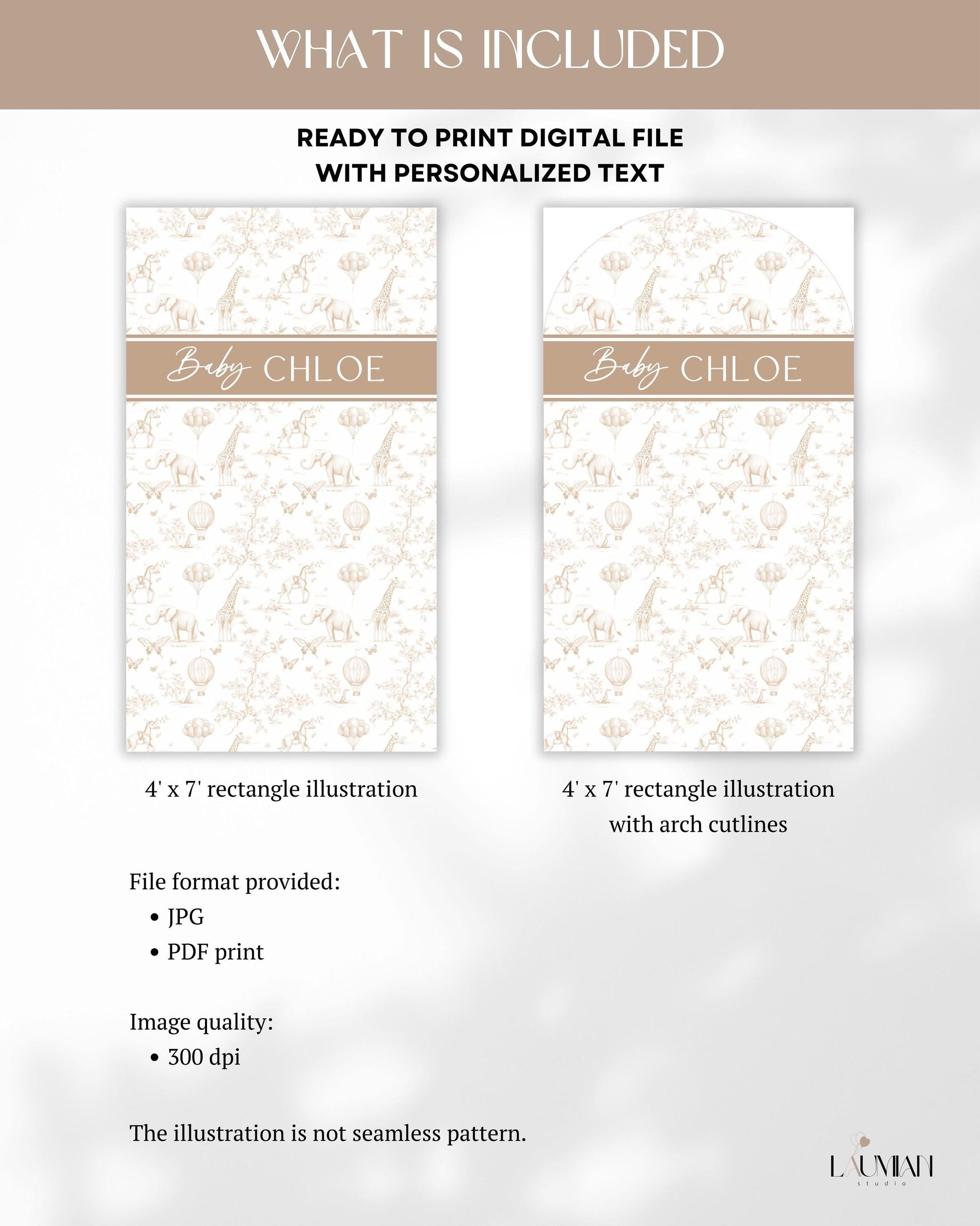 Personalized Beige Toile Arch Panel DIY Baby Shower Giant Decor Beige Baby Shower Custom Toile Arch Backdrop Baby Shower Welcome Sign Beige - LAUMIANstudio