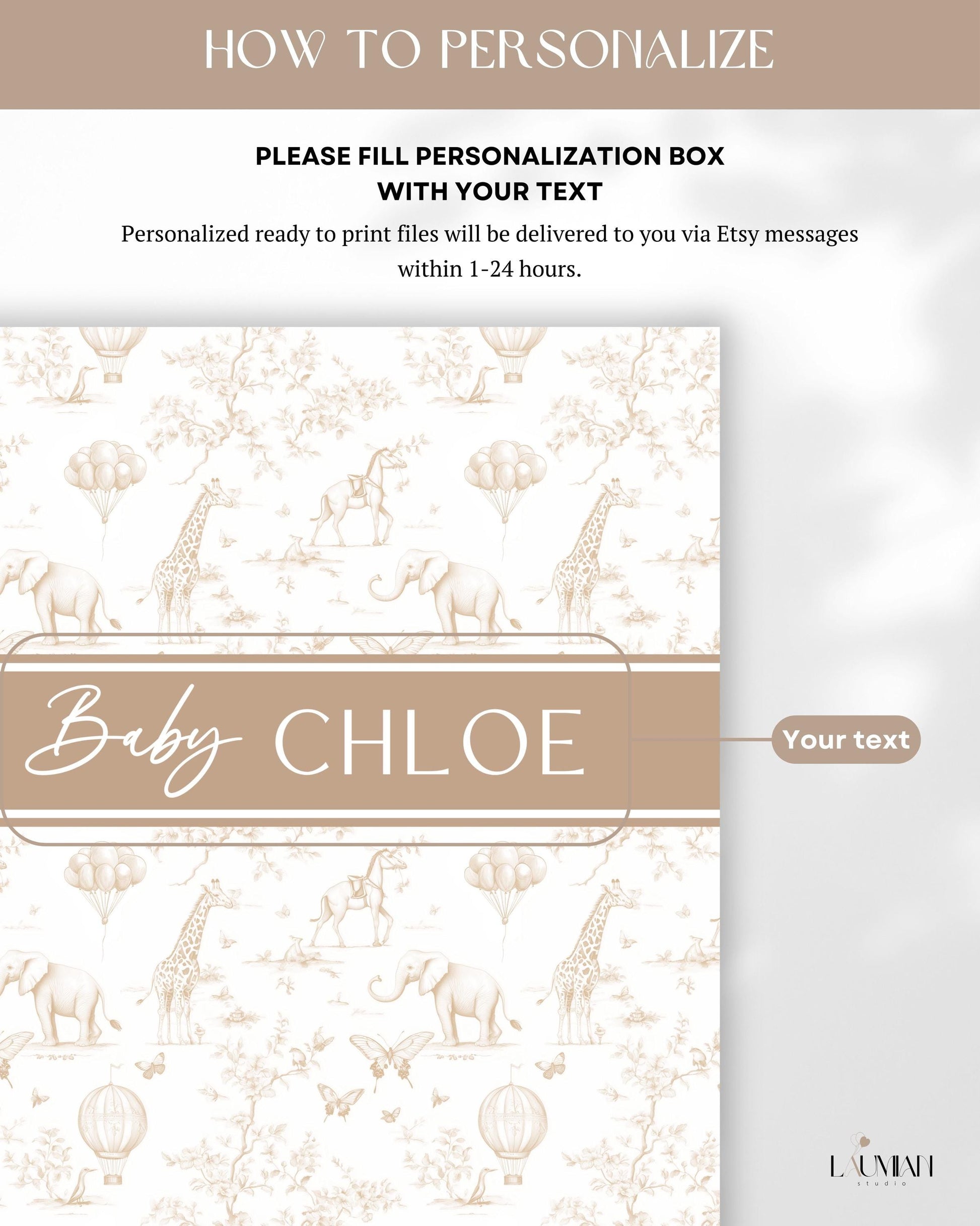 Personalized Beige Toile Arch Panel DIY Baby Shower Giant Decor Beige Baby Shower Custom Toile Arch Backdrop Baby Shower Welcome Sign Beige - LAUMIANstudio