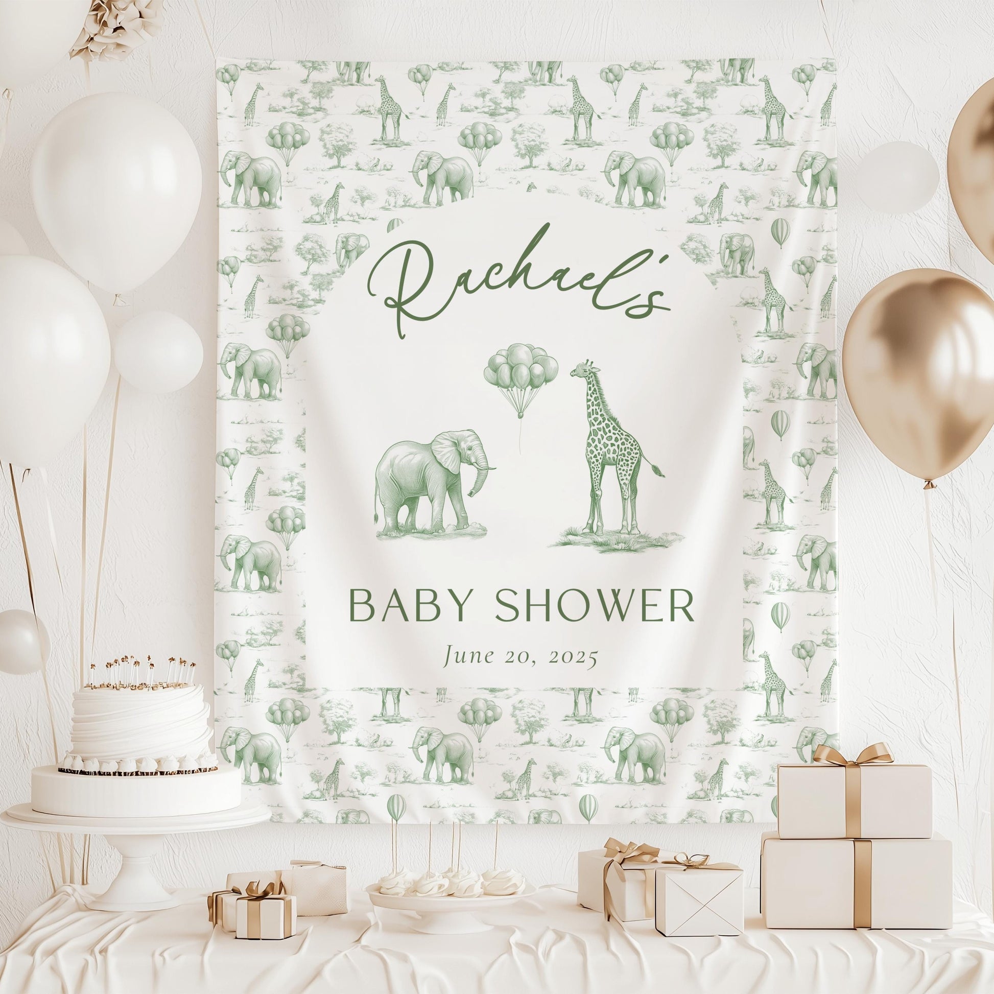 Custom Blush Pink Baby Shower Backdrop Toile Girl Baby Shower Wall Tapestry Chinoiserie Safari Shower Decoration Cute Pink Shower Tapestry - LAUMIANstudio