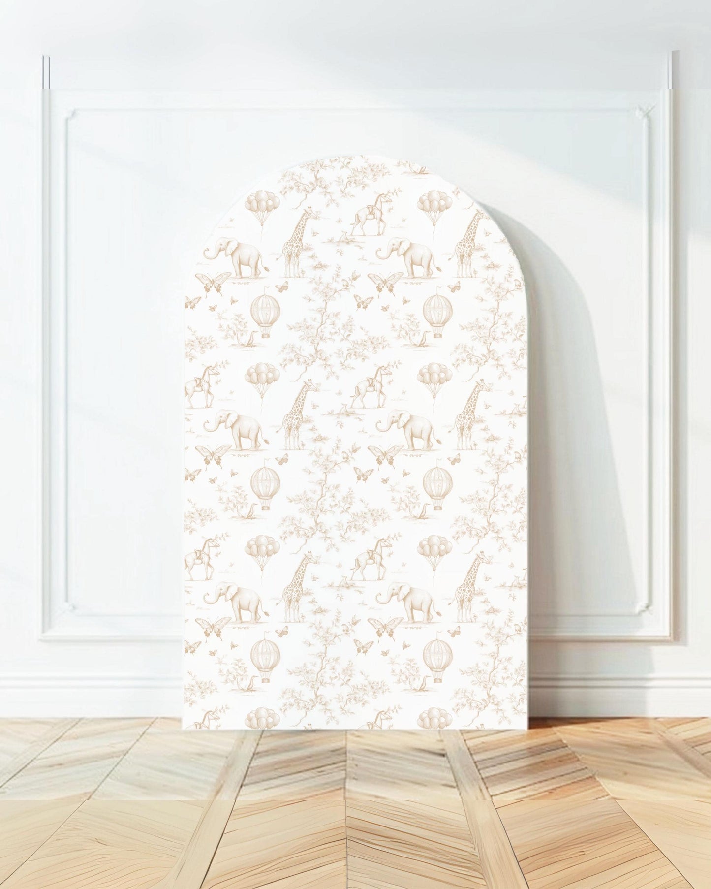 Neutral Baby Shower Backdrop Beige Toile de Jouy Arch Backdrop Gender Reveal Decoration Neutral Backdrop Baby Shower Beige Arch Chinoiserie - LAUMIANstudio