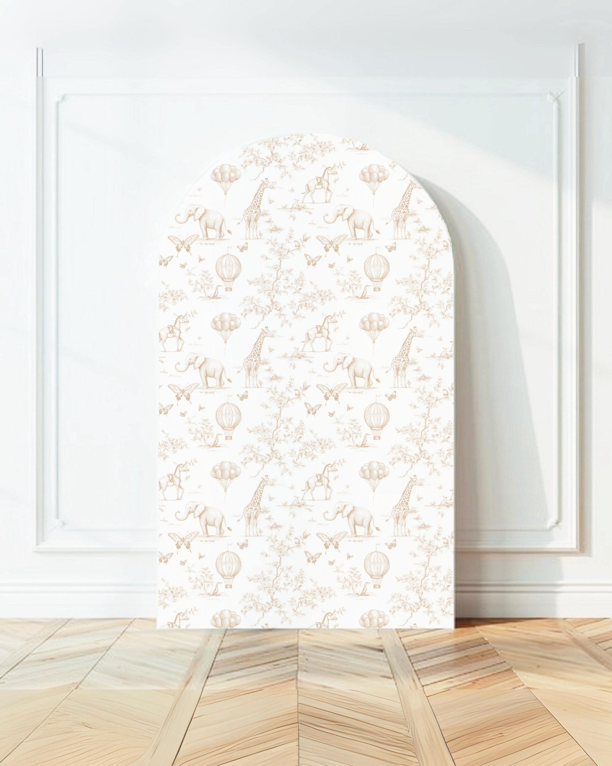 Neutral Baby Shower Backdrop Beige Toile de Jouy Arch Backdrop Gender Reveal Decoration Neutral Backdrop Baby Shower Beige Arch Chinoiserie - LAUMIANstudio
