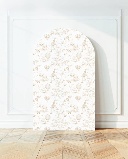 Neutral Baby Shower Backdrop Beige Toile de Jouy Arch Backdrop Gender Reveal Decoration Neutral Backdrop Baby Shower Beige Arch Chinoiserie - LAUMIANstudio