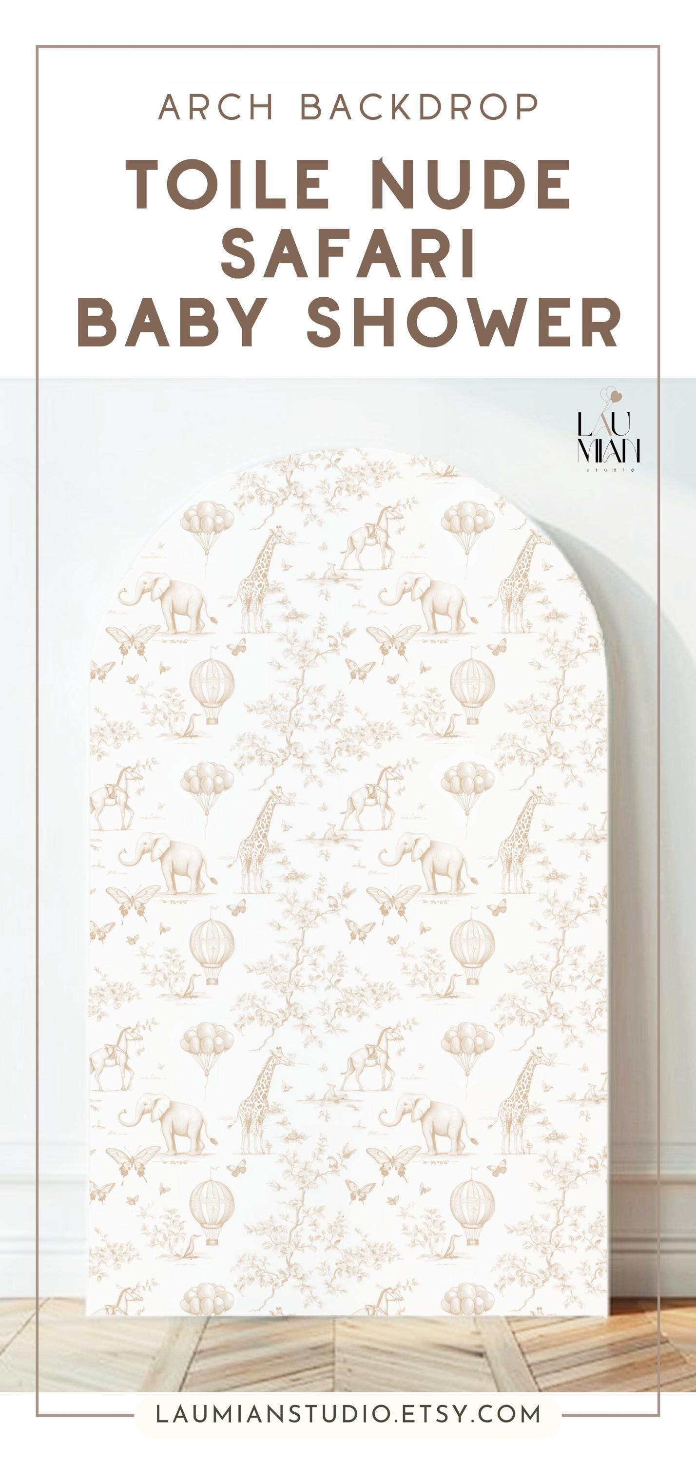 Neutral Baby Shower Backdrop Beige Toile de Jouy Arch Backdrop Gender Reveal Decoration Neutral Backdrop Baby Shower Beige Arch Chinoiserie - LAUMIANstudio