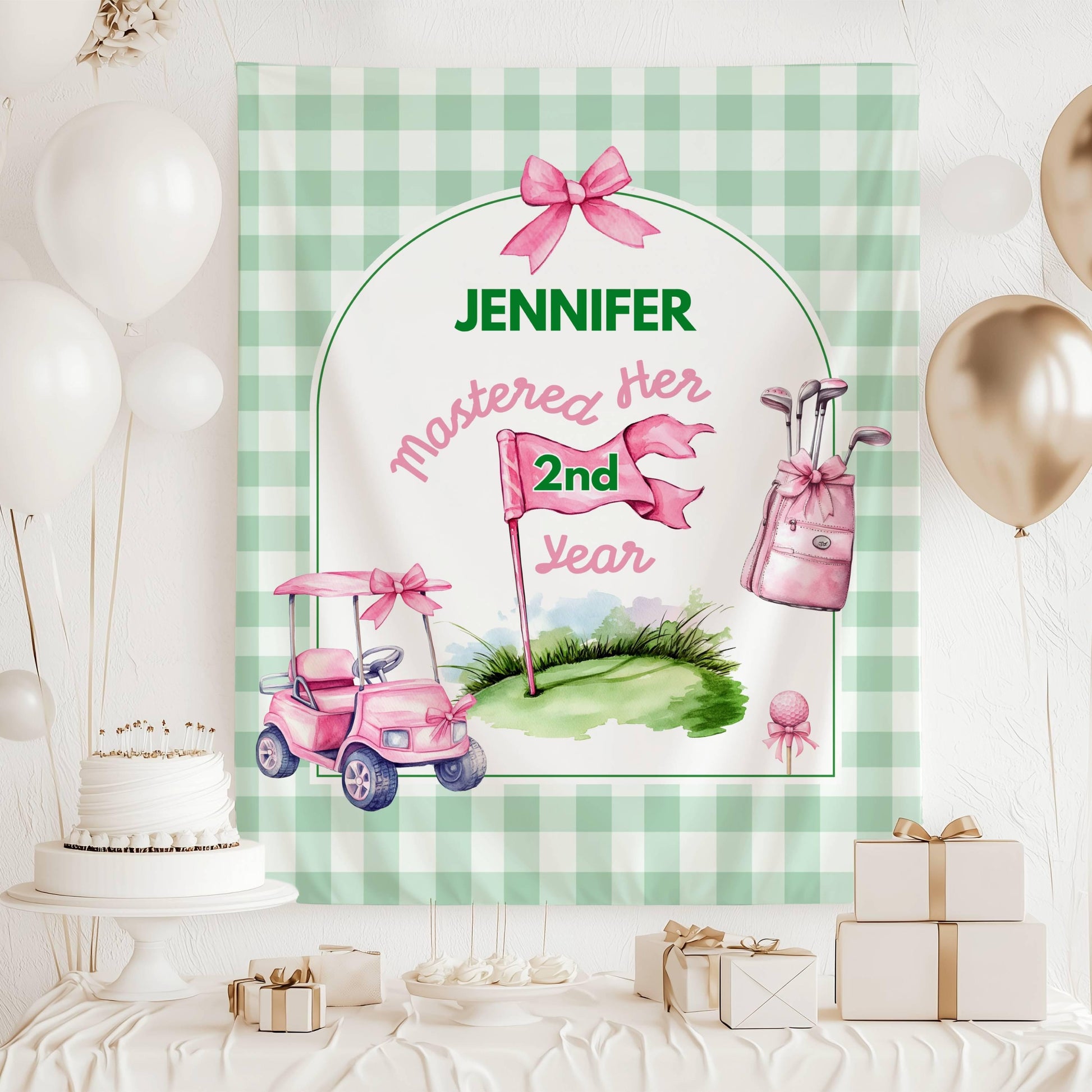 Custom Golf First Birthday Party Banner Golf Masters 1st Birthday Banner Master Golf 1st Birthday Backdrop Mastered First Year Banner Golf - LAUMIANstudio