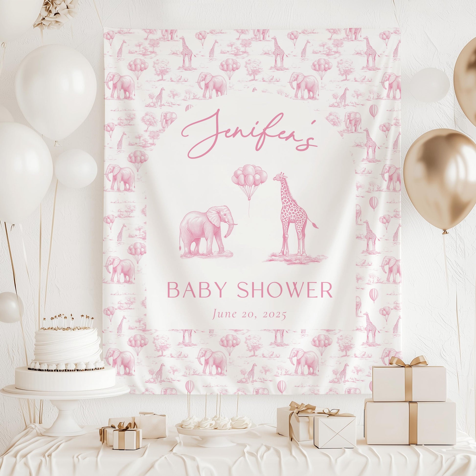 Custom Pink Toile Wall Tapestry Baby Shower Baby Girl Decor Baby Shower Pink Wall Decoration Girly Chinoiserie Baby Shower Wall Tapestry - LAUMIANstudio
