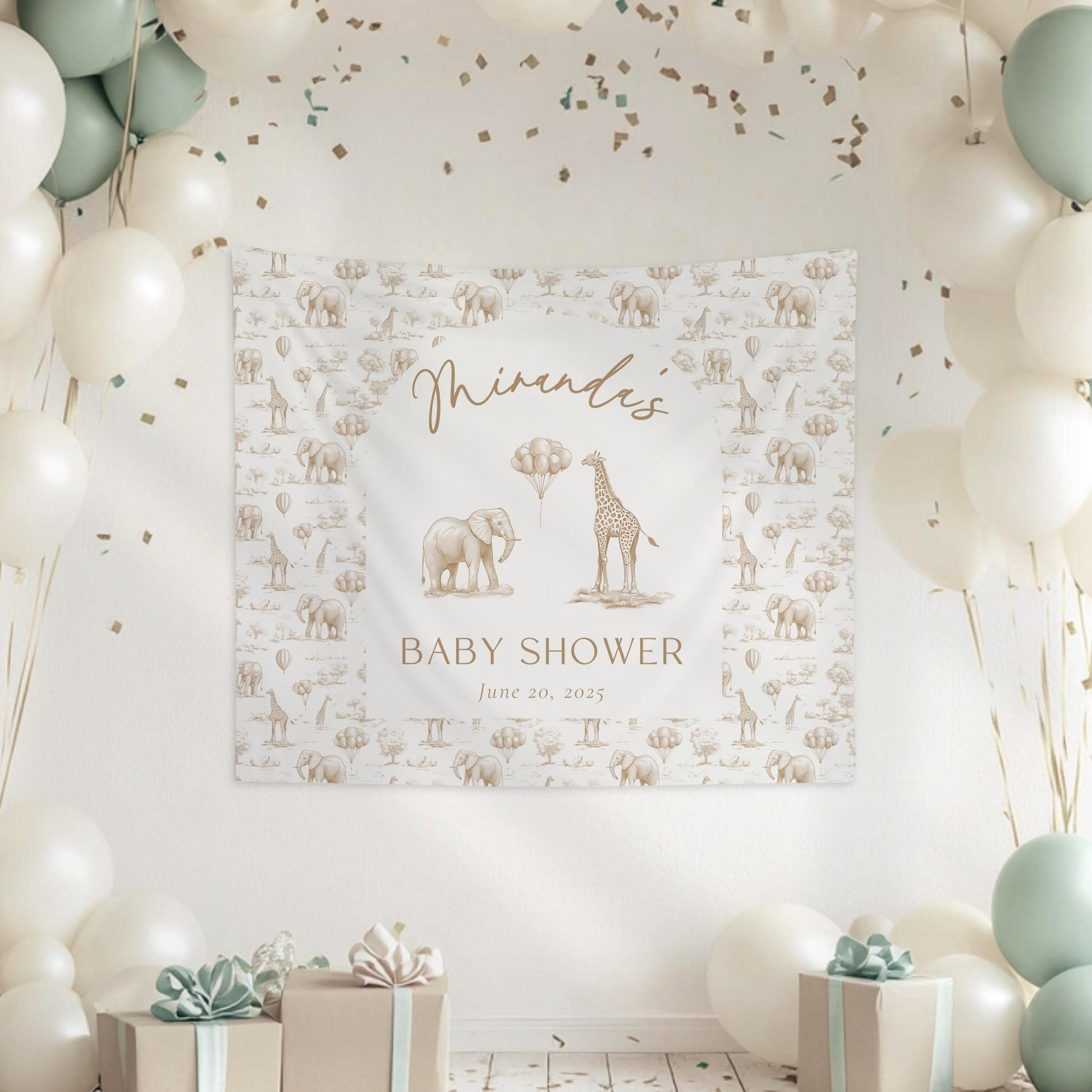 Custom Blush Pink Baby Shower Backdrop Toile Girl Baby Shower Wall Tapestry Chinoiserie Safari Shower Decoration Cute Pink Shower Tapestry - LAUMIANstudio