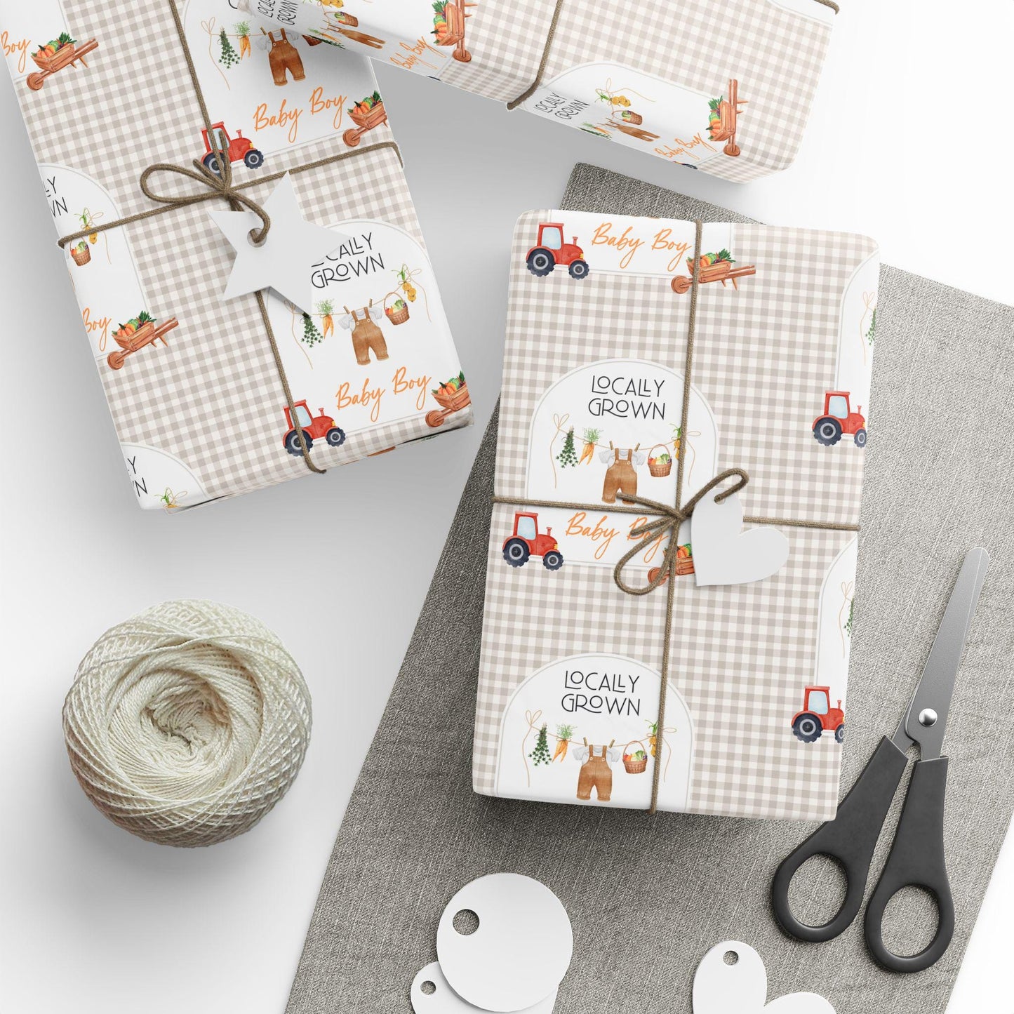 Locally Grown Baby Shower Gift Wrapping Paper Baby Boy Shower Gift Wrap Summer Baby Shower Gift Paper Farmer Market Baby Shower Gift Wrap - LAUMIANstudio