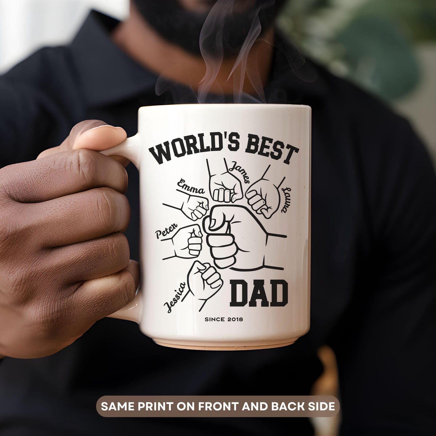 Personalized Best Daddy Ever Mug Daddy Fist Bump Coffee Mug Blue World's Best Dad Mug Personalized Father's Day Gift Custom Father Day Cup - LAUMIANstudio