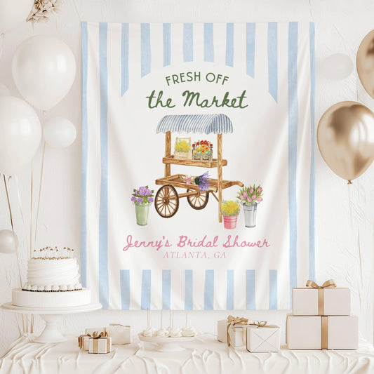 Fresh Off The Market Bridal Shower Off The Market Decor Bachelorette Watercolor Market Bridal Shower She's Off The Market Banner Bride to Be - LAUMIANstudio