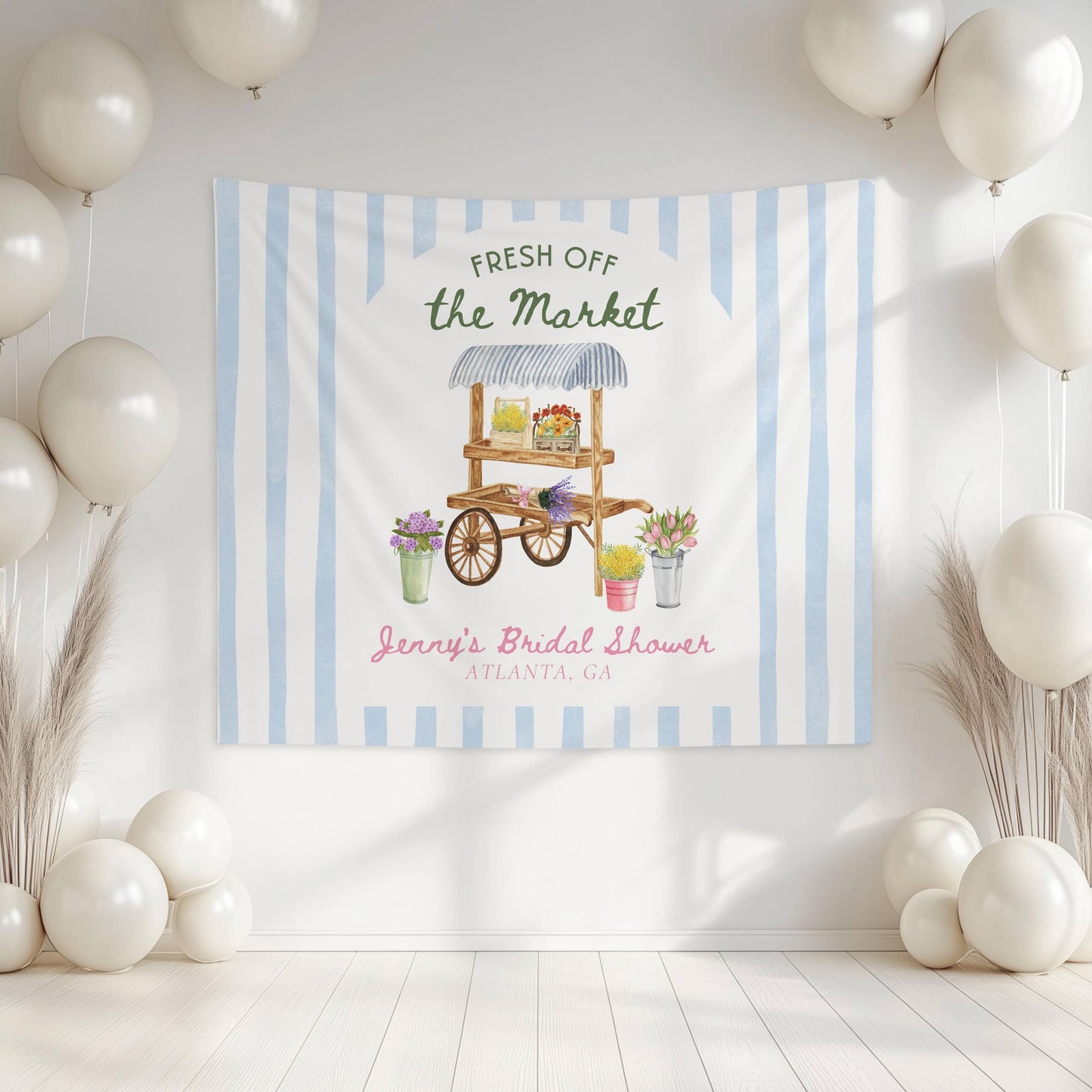 Fresh Off The Market Bridal Shower Off The Market Decor Bachelorette Watercolor Market Bridal Shower She's Off The Market Banner Bride to Be - LAUMIANstudio