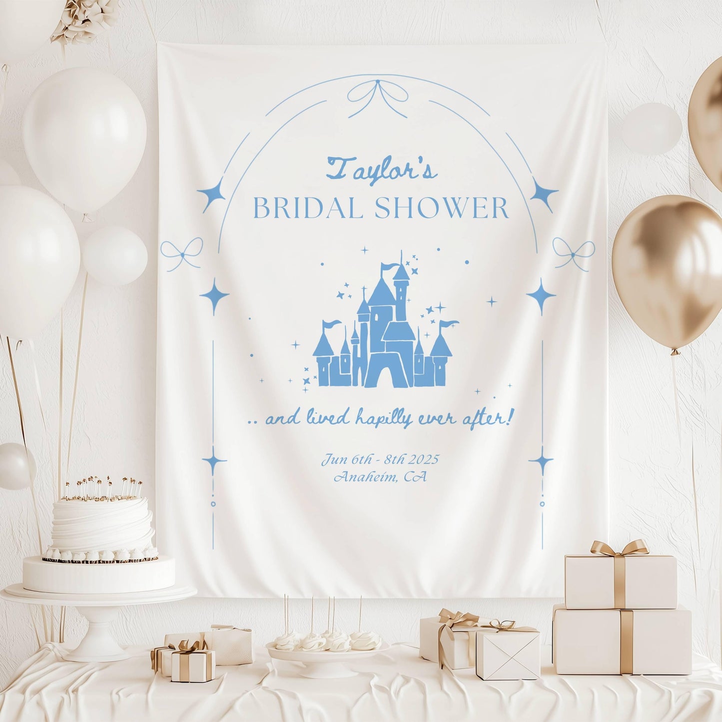 Happily Ever After Party Banner Personalized Happily Ever After Fabric Sign Princess Castle Backdrop Bachelorette Party Decor Fairytale - LAUMIANstudio