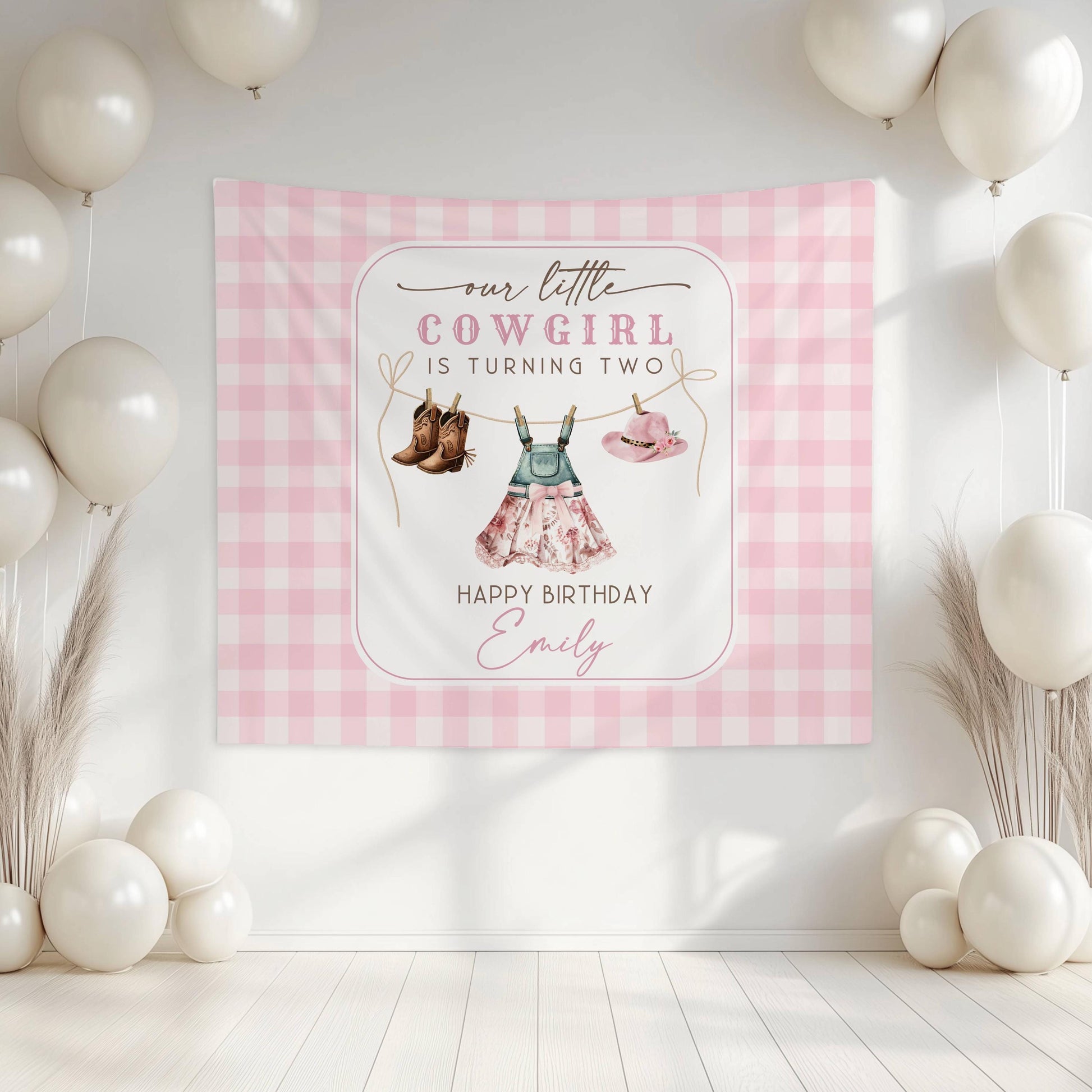 Pink Little Cowgirl Birthday Backdrop Cowgirl 1st Birthday Banner Pink Western Sign First Rodeo Birthday Pink Cowgirl Banner Ranch Birthday - LAUMIANstudio