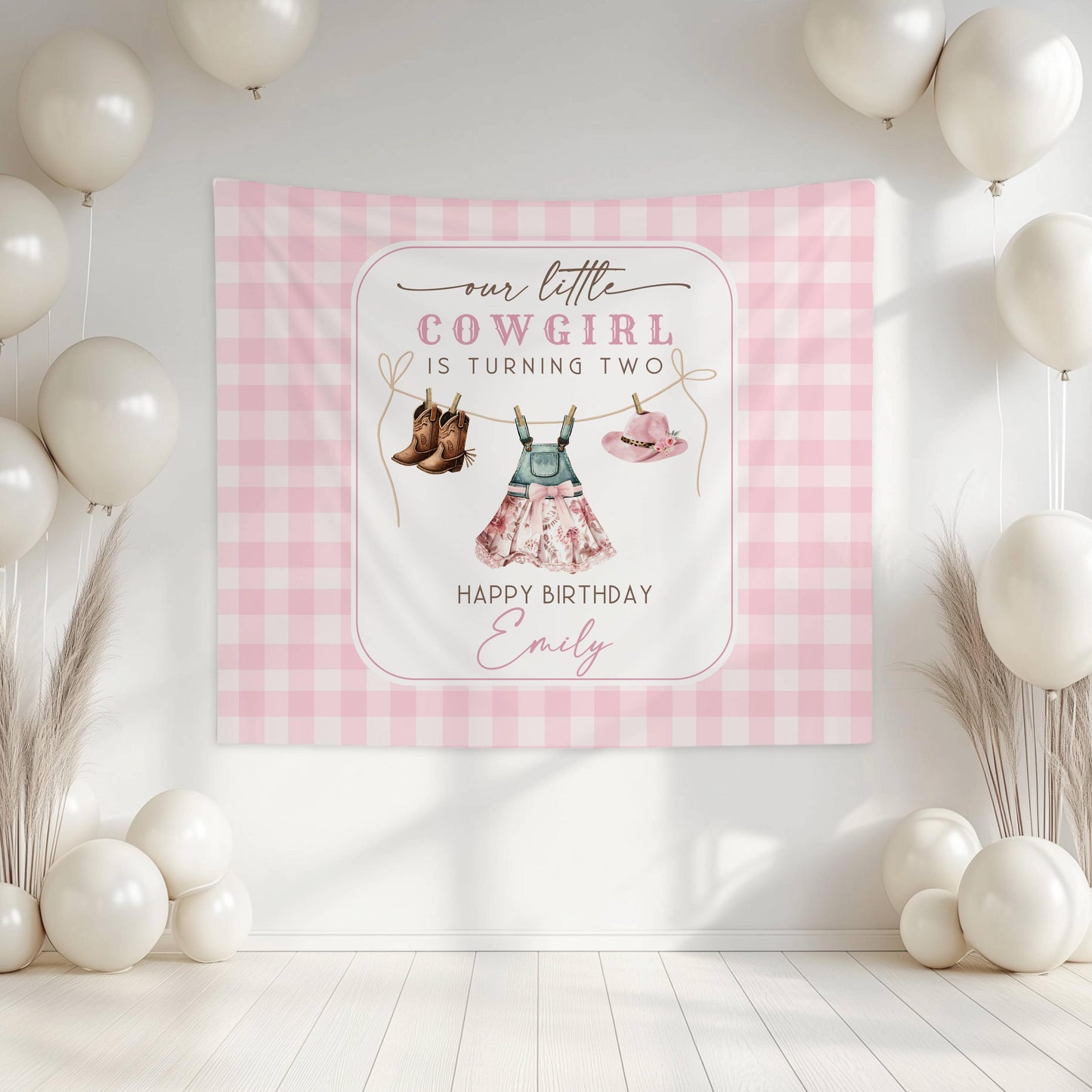 Little Cowboy 2nd Birthday Banner Blue Cowboy Birthday Photo Backdrop First Rodeo Birthday Cowboy Wild West Birthday Cowboy is Turning One - LAUMIANstudio