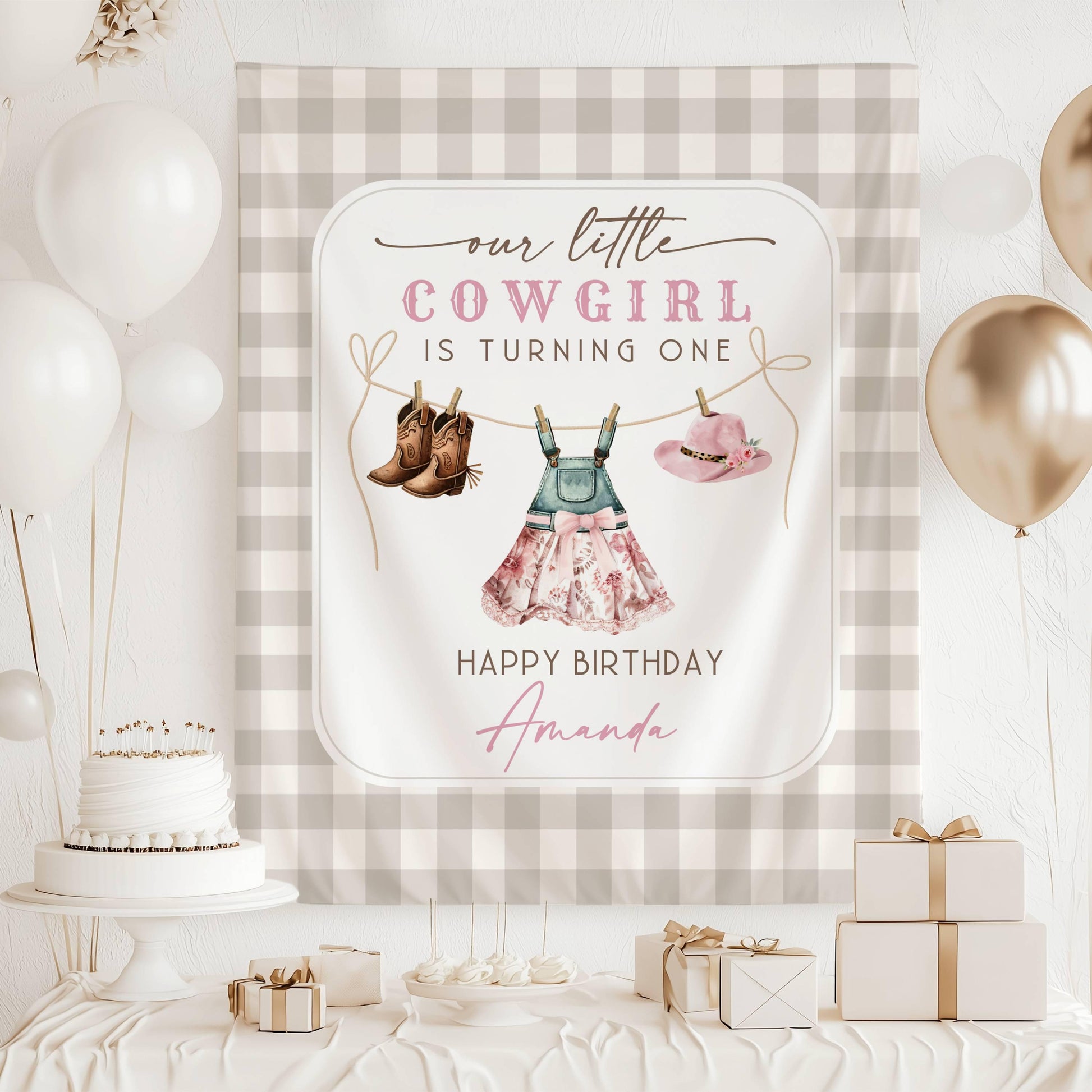 Little Cowboy 2nd Birthday Banner Blue Cowboy Birthday Photo Backdrop First Rodeo Birthday Cowboy Wild West Birthday Cowboy is Turning One - LAUMIANstudio
