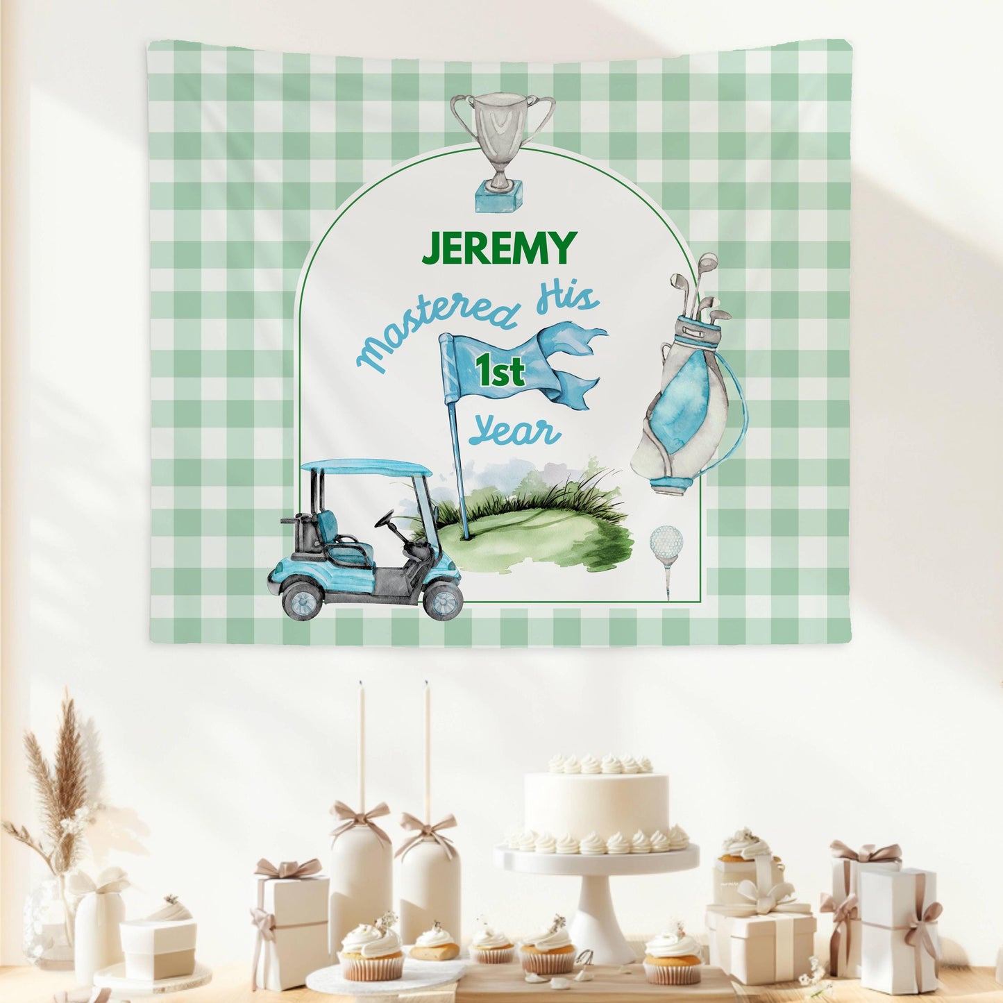 Custom Golf First Birthday Party Banner Golf Masters 1st Birthday Banner Master Golf 1st Birthday Backdrop Mastered First Year Banner Golf - LAUMIANstudio