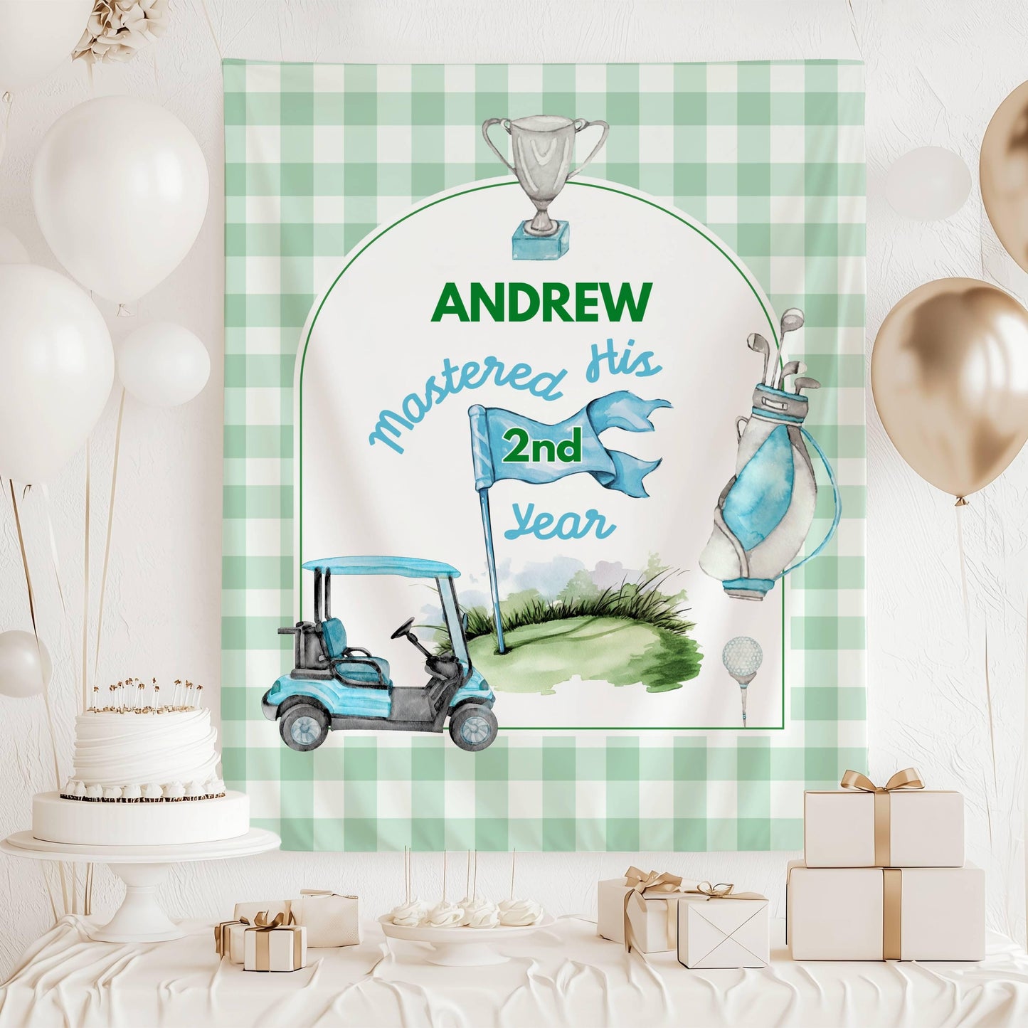 Custom Golf First Birthday Banner Baby Girl Golf Photo Banner Custom Pink Masters Birthday Backdrop Girl First Birthday Golf Welcome Sign - LAUMIANstudio