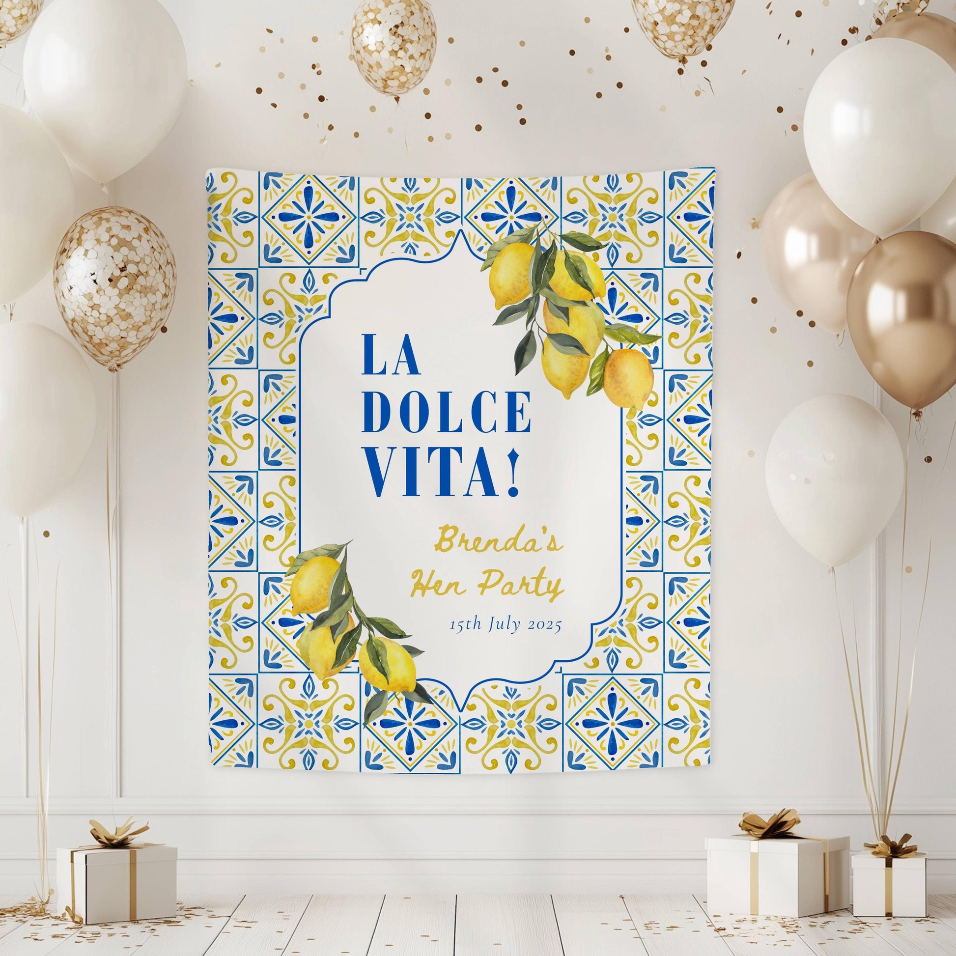 Ciao Bella Bach Decor Italian Bachelorette Party Banner Mediterranean Bachelorette Backdrop Summer Lemon Italy Tapestry Ciao Bella Banner - LAUMIANstudio