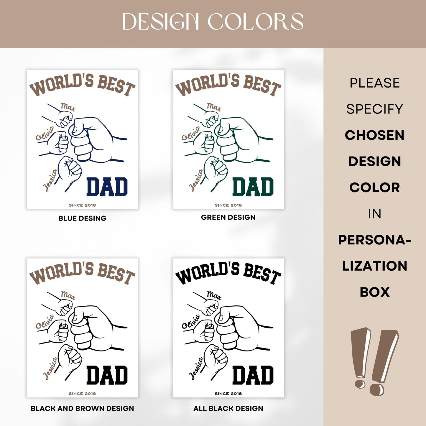 Personalized Best Daddy Ever Mug Daddy Fist Bump Coffee Mug Blue World's Best Dad Mug Personalized Father's Day Gift Custom Father Day Cup - LAUMIANstudio