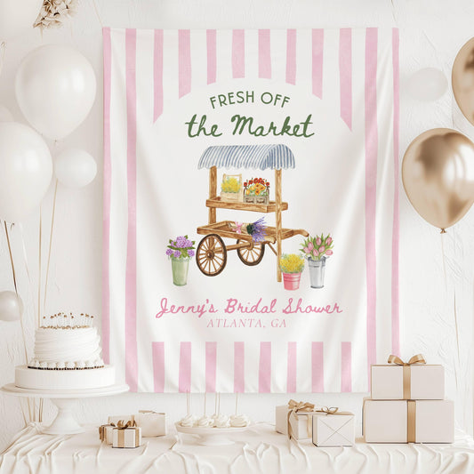 Floral Market Bachelorette Banner Fresh Off The Market Bridal Shower Flower Market Bachelorette Spring Bridal Shower Backdrop Farmers Market - LAUMIANstudio
