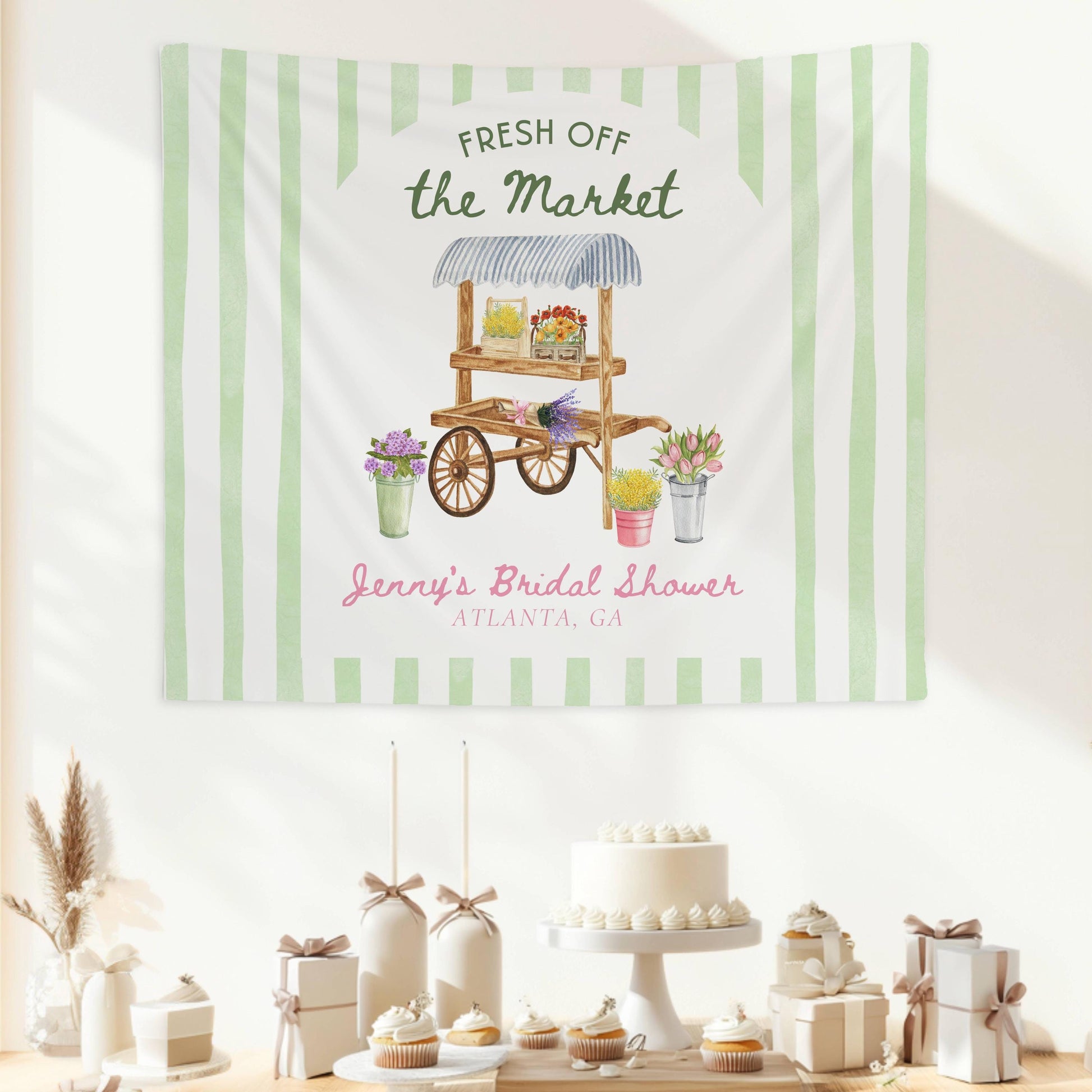 Fresh Off The Market Bridal Shower Off The Market Decor Bachelorette Watercolor Market Bridal Shower She's Off The Market Banner Bride to Be - LAUMIANstudio