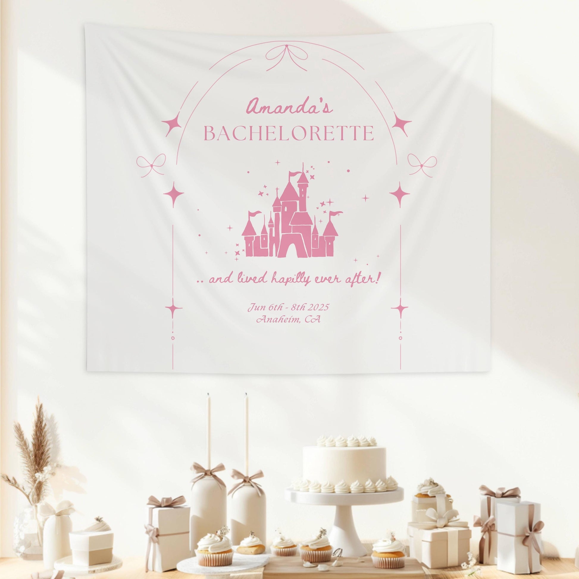 Happily Ever After Party Banner Personalized Happily Ever After Fabric Sign Princess Castle Backdrop Bachelorette Party Decor Fairytale - LAUMIANstudio