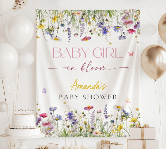Custom Girl Baby in Bloom Welcome Sign Wildflower Baby in Bloom Shower Decor Baby Girl in Bloom Sign Wildflower Baby in Bloom Baby Shower - LAUMIANstudio