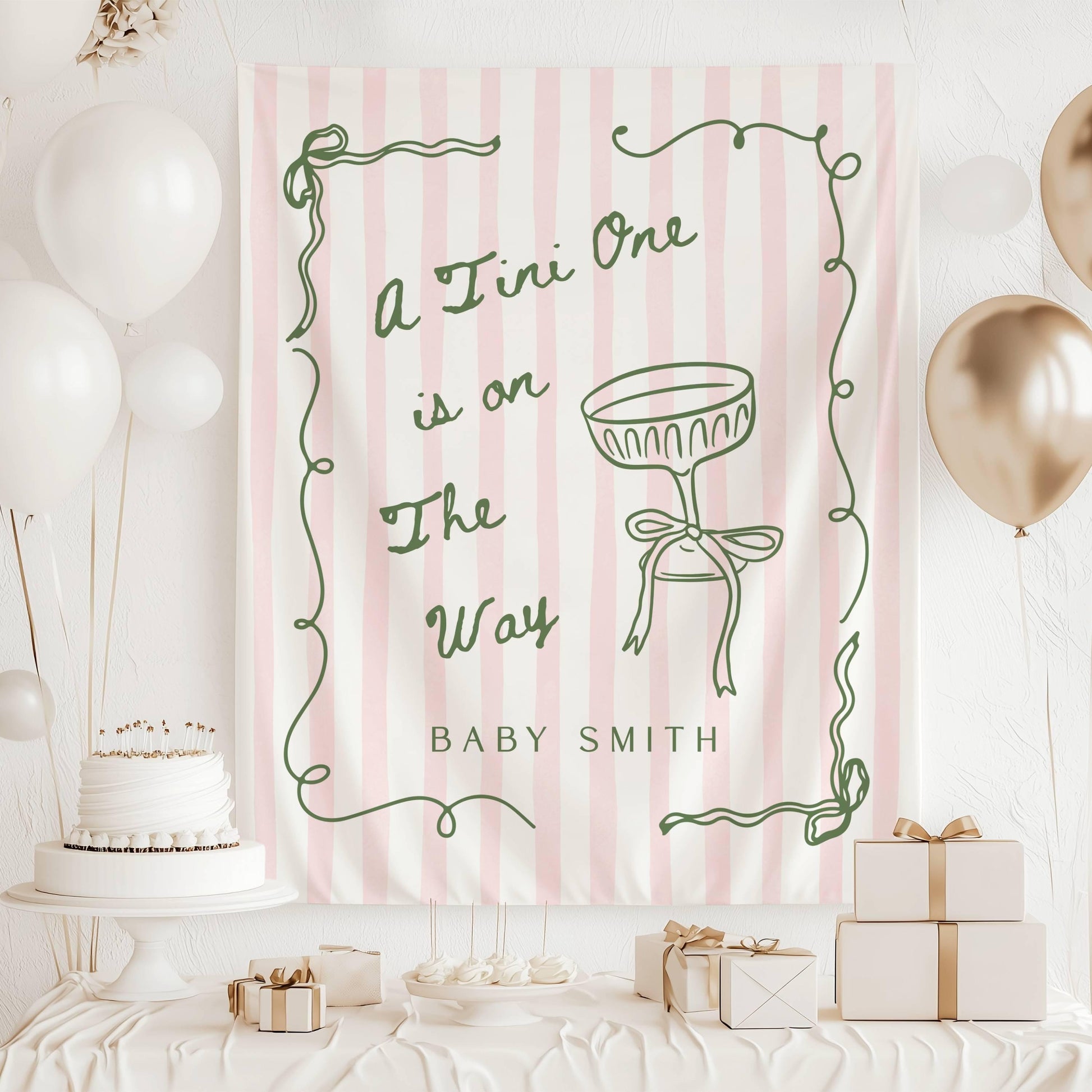 Tini One Baby Boy Shower Backdrop Blue Tini One is on the Way Banner Blue Coquette Baby Shower Photo Banner Martini Baby Shower Welcome Sign - LAUMIANstudio