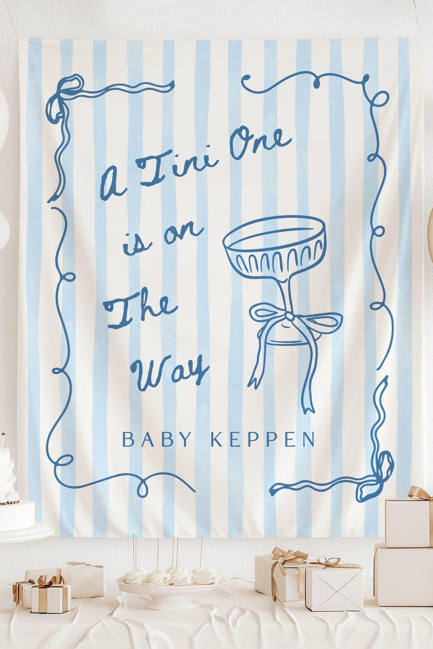Tini One Baby Boy Shower Backdrop Blue Tini One is on the Way Banner Blue Coquette Baby Shower Photo Banner Martini Baby Shower Welcome Sign - LAUMIANstudio