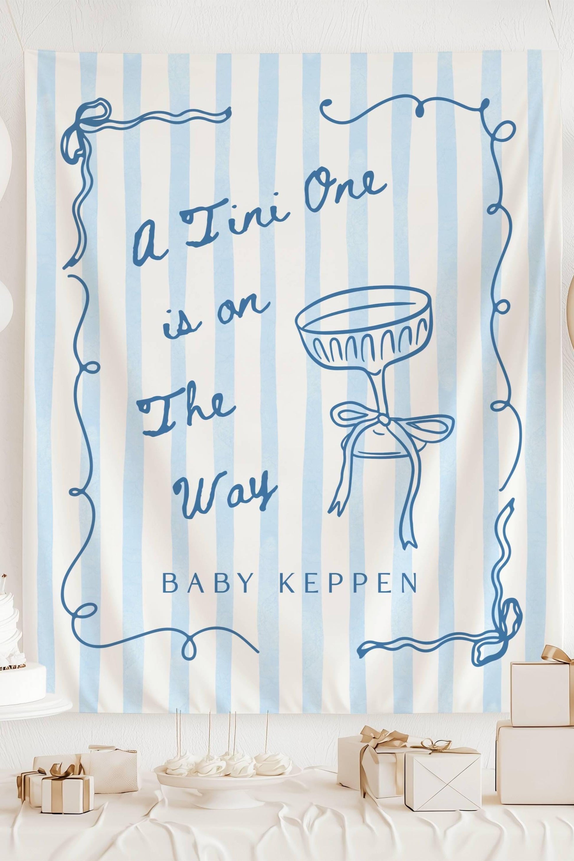 Tini One Baby Boy Shower Backdrop Blue Tini One is on the Way Banner Blue Coquette Baby Shower Photo Banner Martini Baby Shower Welcome Sign - LAUMIANstudio