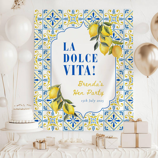 Ciao Bella Bach Decor Italian Bachelorette Party Banner Mediterranean Bachelorette Backdrop Summer Lemon Italy Tapestry Ciao Bella Banner - LAUMIANstudio
