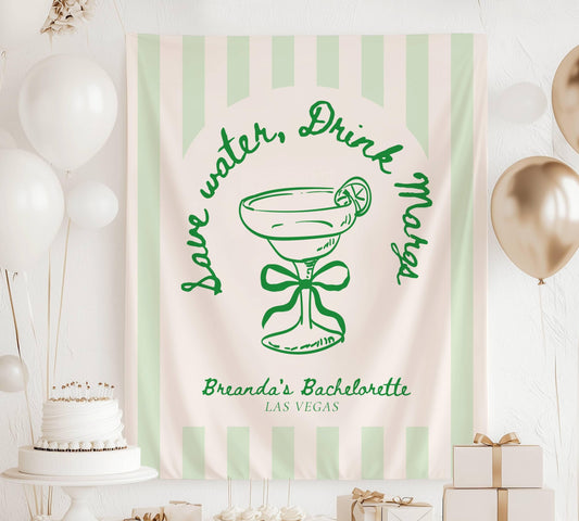 Save Water Drink Margs Backdrop Funny Margarita Bachelorette Sign Margs Bridal Shower Banner Cocktail Mexico Bachelorette Weekend Tapestry - LAUMIANstudio