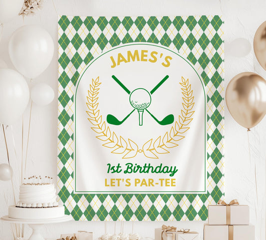 Golf Masters 1st Birthday Banner Master Golf Birthday Party Decoration Golf 1st Birthday Backdrop Mastered First Year Banner Golf Playground - LAUMIANstudio