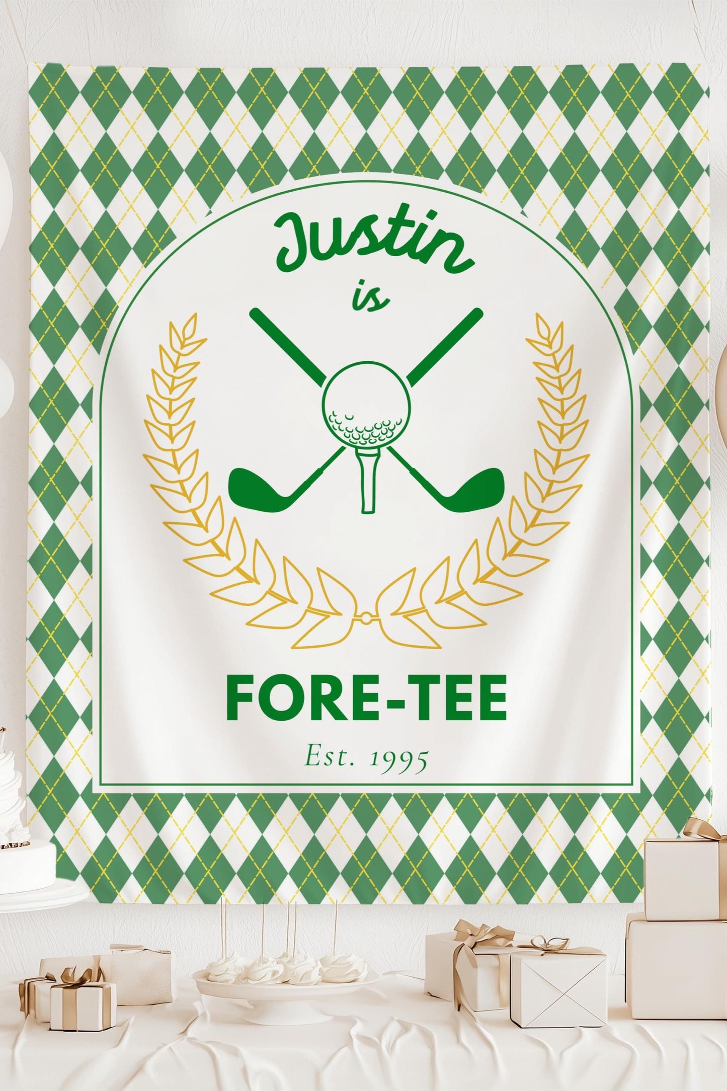 Golf Player 40th Birthday Banner Fore-Tee Birthday Party Decor 40th Golf Party Photo Backdrop Fore-Tee Birthday Welcome Sign Golf Birthday - LAUMIANstudio
