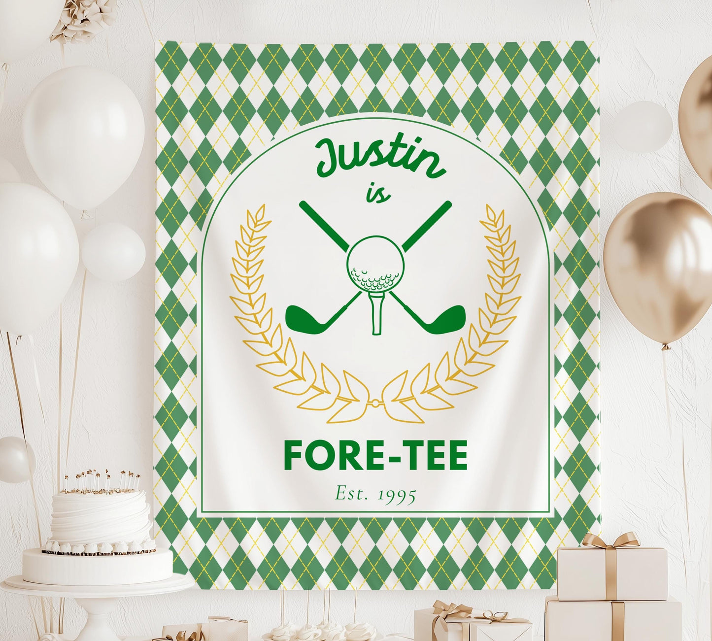 Golf Player 40th Birthday Banner Fore-Tee Birthday Party Decor 40th Golf Party Photo Backdrop Fore-Tee Birthday Welcome Sign Golf Birthday - LAUMIANstudio