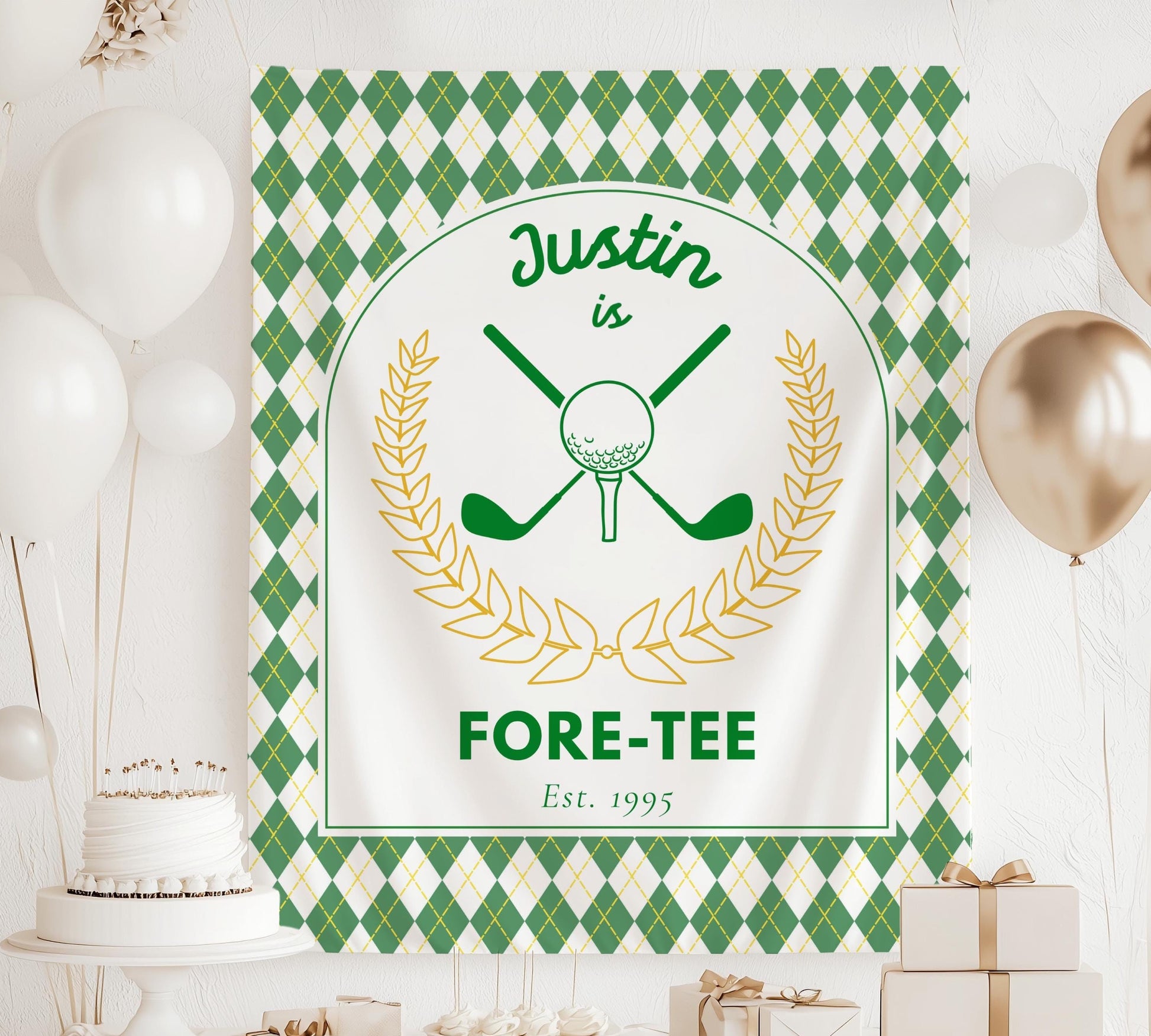 Golf Player 40th Birthday Banner Fore-Tee Birthday Party Decor 40th Golf Party Photo Backdrop Fore-Tee Birthday Welcome Sign Golf Birthday - LAUMIANstudio