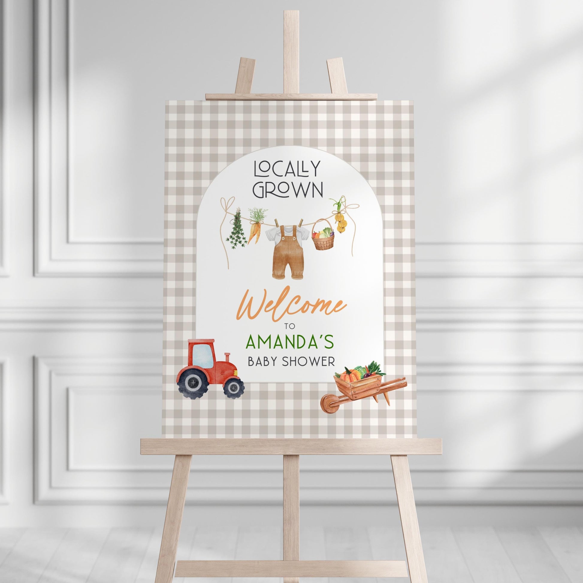 Locally Grown Shower Welcome Sign Grown With Love Sign Editable Shower Large Welcome Poster Farm Baby Shower Poster Beige Shower Decor - LAUMIANstudio