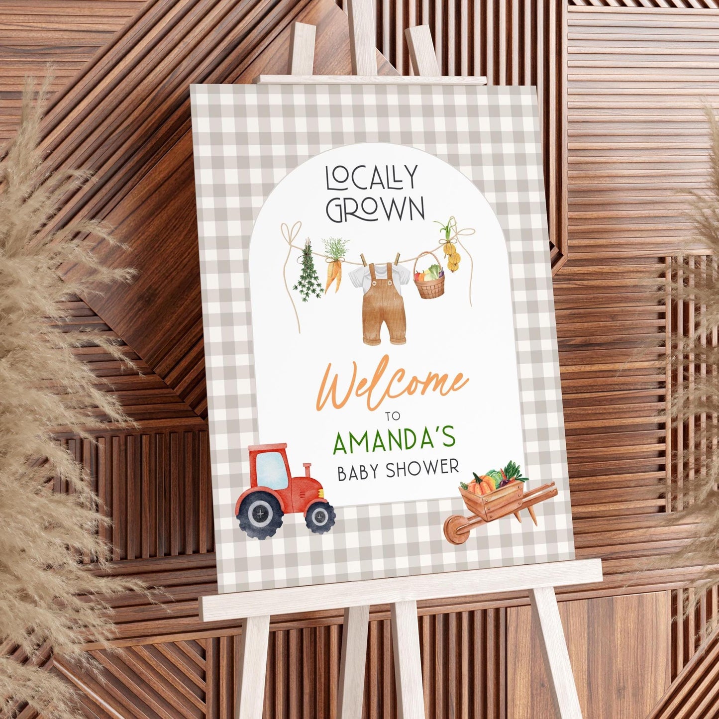 Locally Grown Shower Welcome Sign Grown With Love Sign Editable Shower Large Welcome Poster Farm Baby Shower Poster Beige Shower Decor - LAUMIANstudio