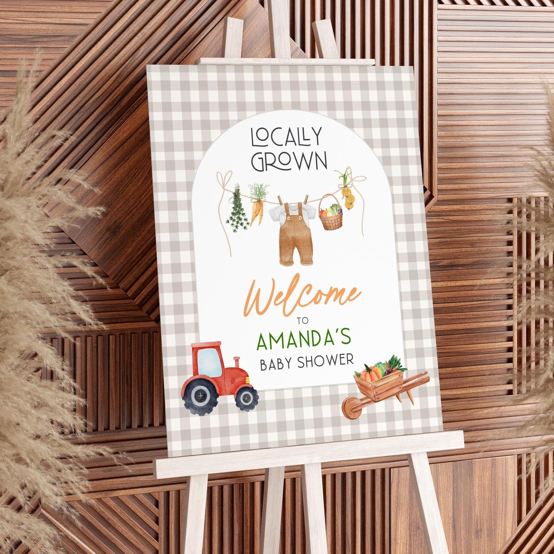 Locally Grown Shower Welcome Sign Grown With Love Sign Editable Shower Large Welcome Poster Farm Baby Shower Poster Beige Shower Decor - LAUMIANstudio