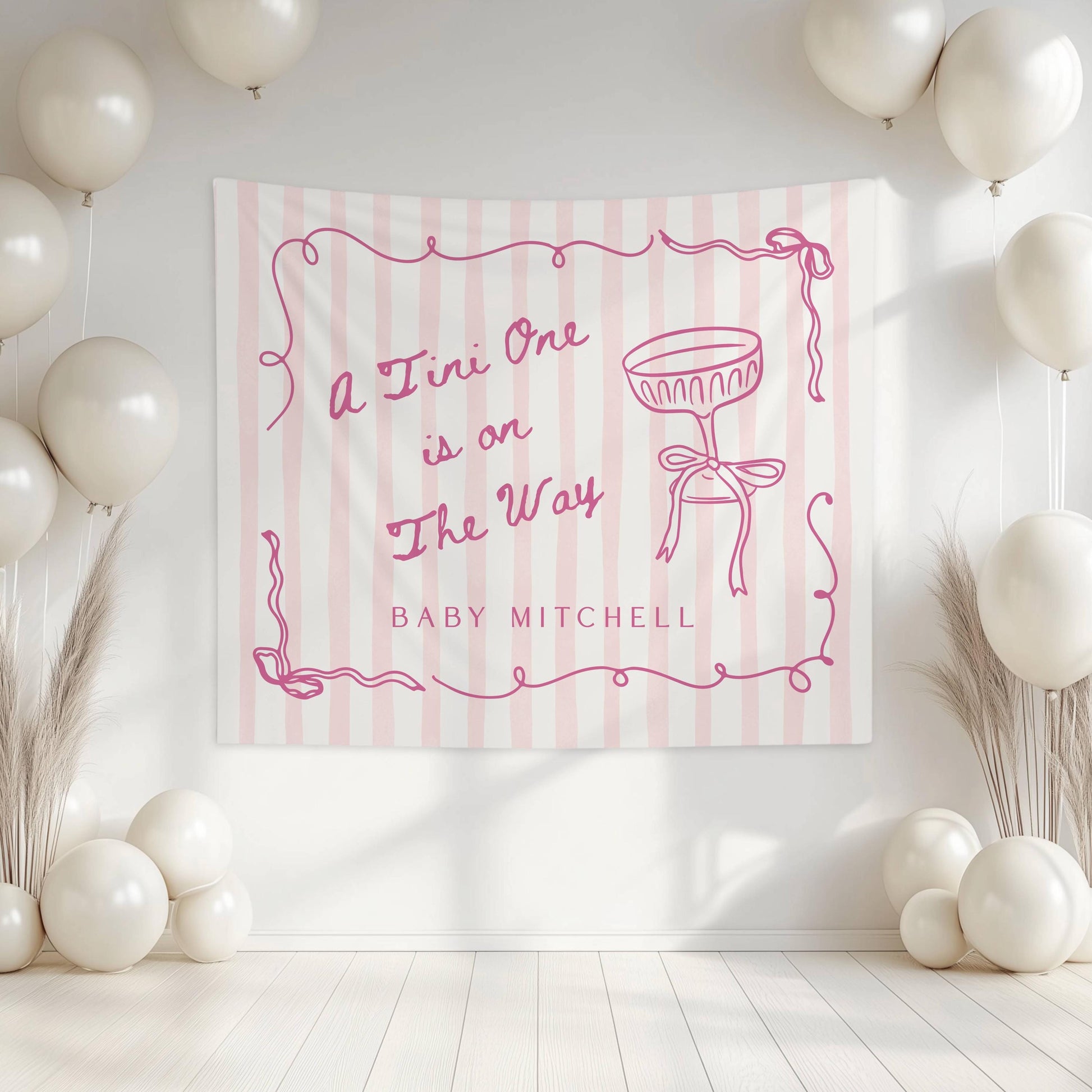 Tini One Baby Boy Shower Backdrop Blue Tini One is on the Way Banner Blue Coquette Baby Shower Photo Banner Martini Baby Shower Welcome Sign - LAUMIANstudio