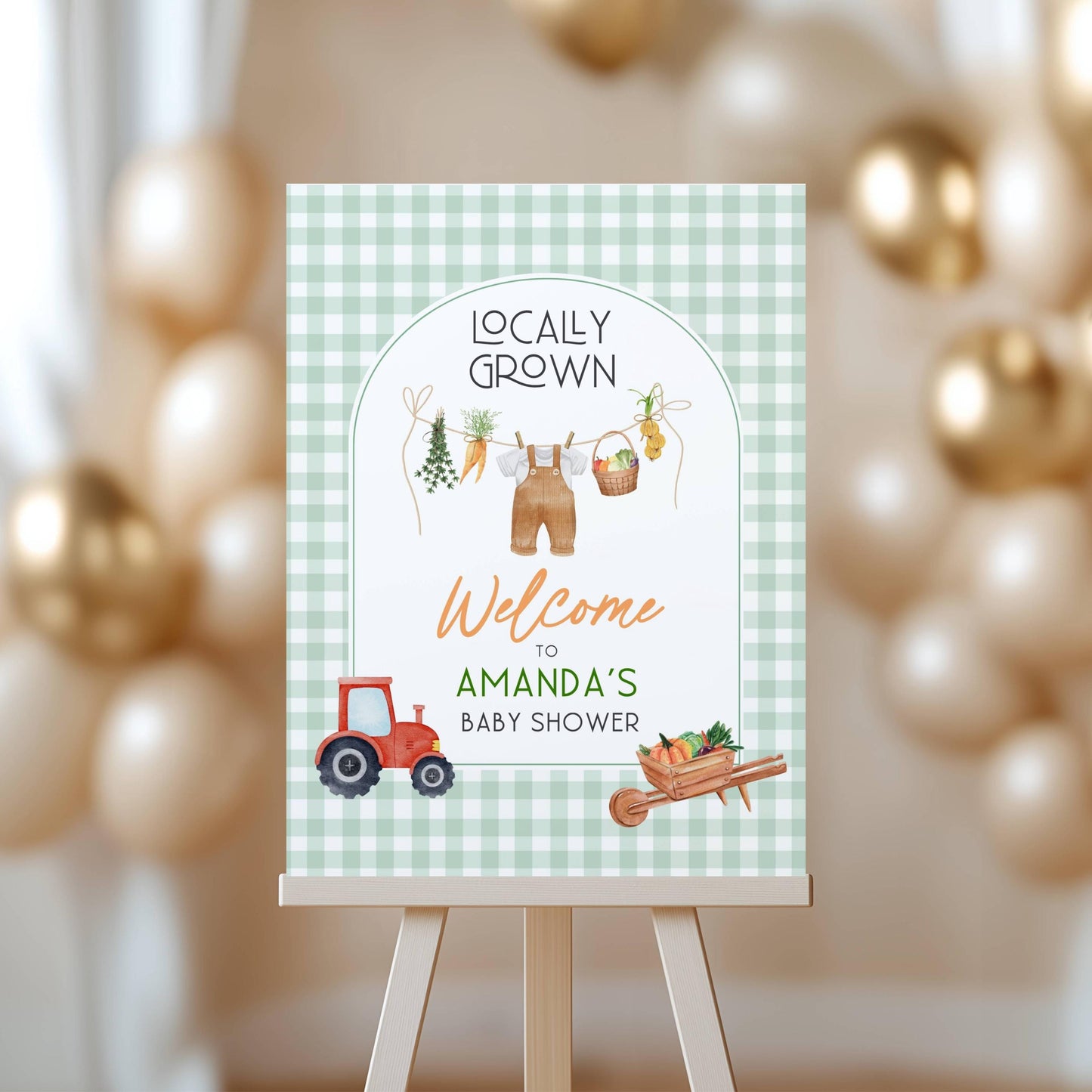 Locally Grown Welcome Sign Locally Grown Baby Shower Sign Editable Template Farm Baby Shower Sign Gender Neutral Baby Shower Decor Baby Boy - LAUMIANstudio