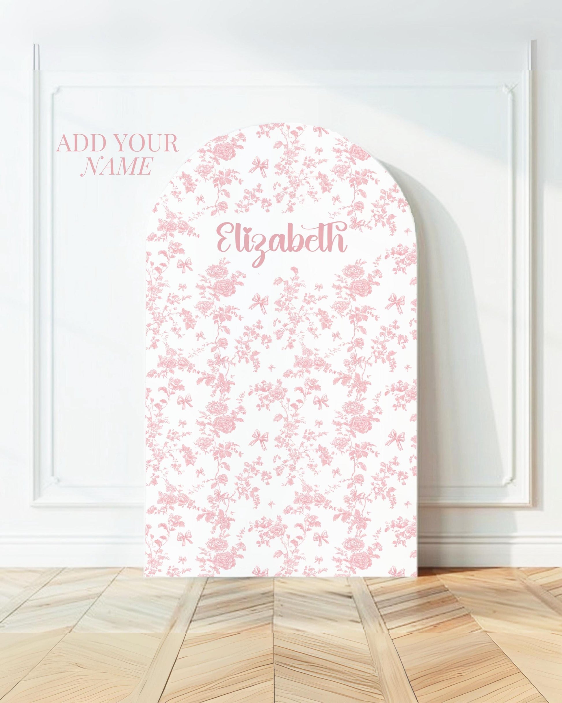 Personalized Pink Floral Arch Backdrop Toile Flower Pink 1st Birthday Party Decor Elegant Floral Baby Shower Backdrop Baby Girl Pink Prop - LAUMIANstudio