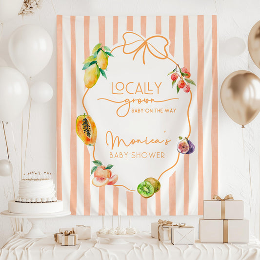 Fruit Summer Baby Shower Backdrop Fruit Locally Grown Baby Shower Banner Exotic Fruit Shower Sign Personalizable Citrus Shower Wall Tapestry - LAUMIANstudio