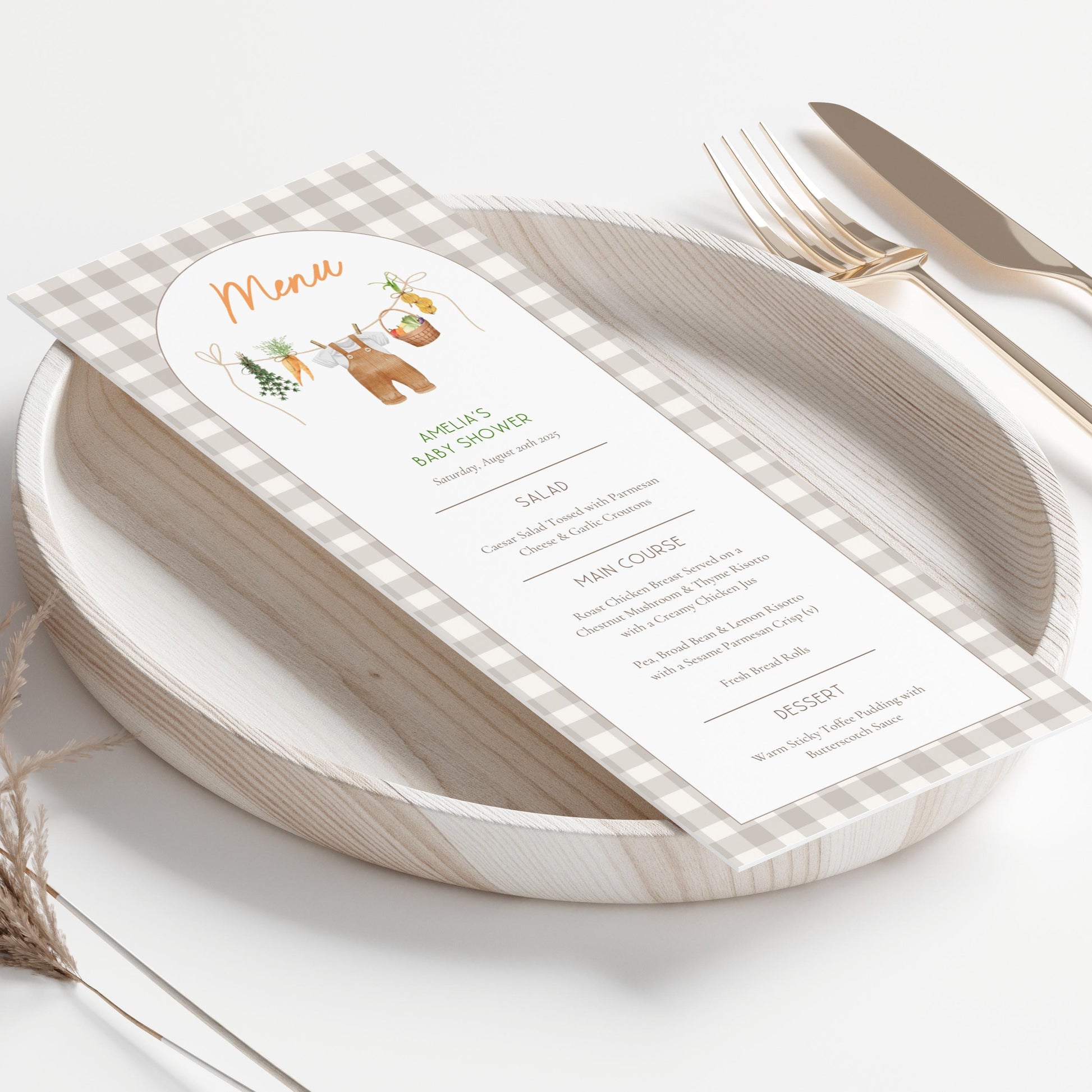 Menu Locally Grown Baby Shower Lunch Menu Locally Grown Baby Brunch Menu Template Editable Baby Shower Menu Canva Template Baby Shower Decor - LAUMIANstudio