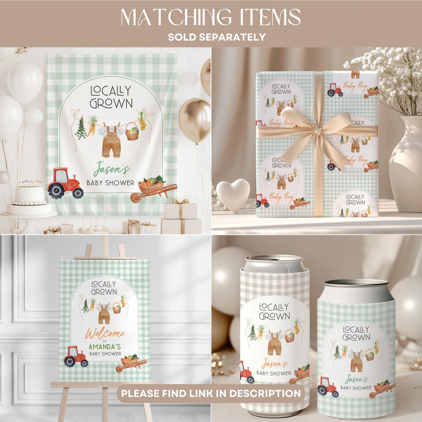 Locally Grown Menu Baby Shower Table Decor Locally Grown Brunch Menu Baby Boy Shower Lunch Menu Template Farmers Market Menu Editable Canva - LAUMIANstudio